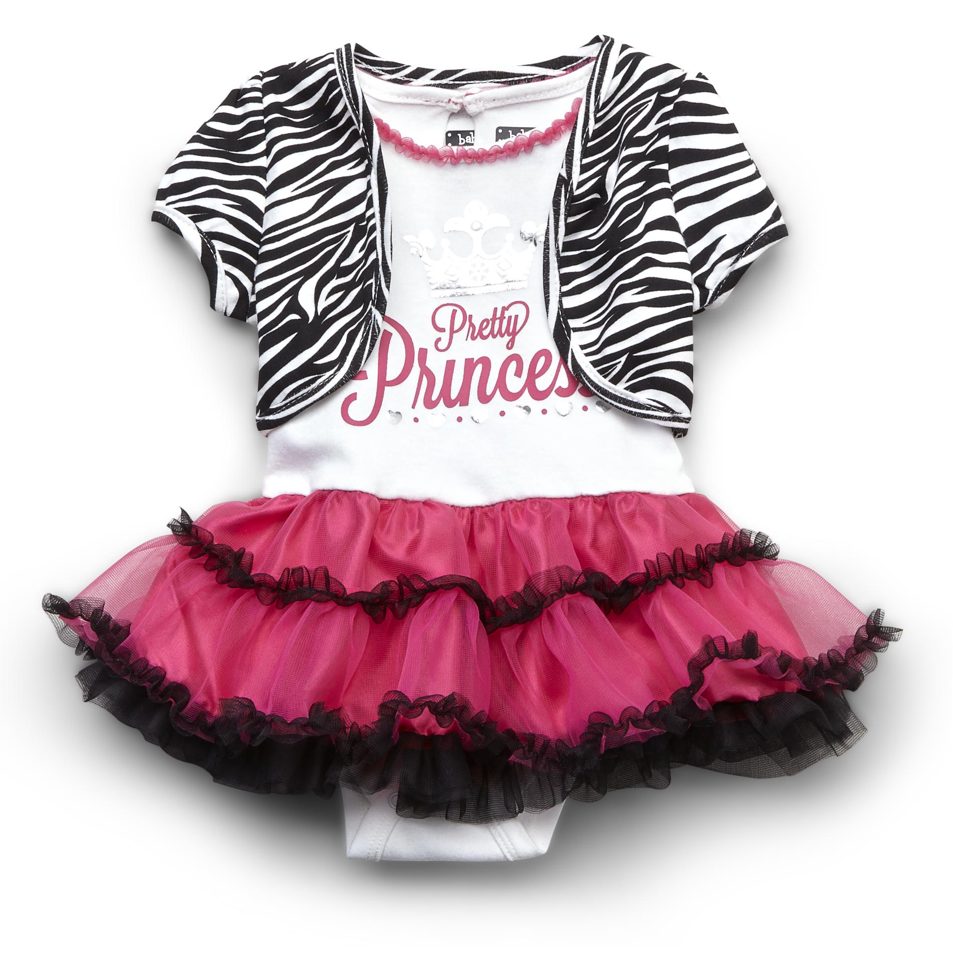 Nannette Newborn & Infant Girl's Tutu Bodysuit & Shrug - Zebra