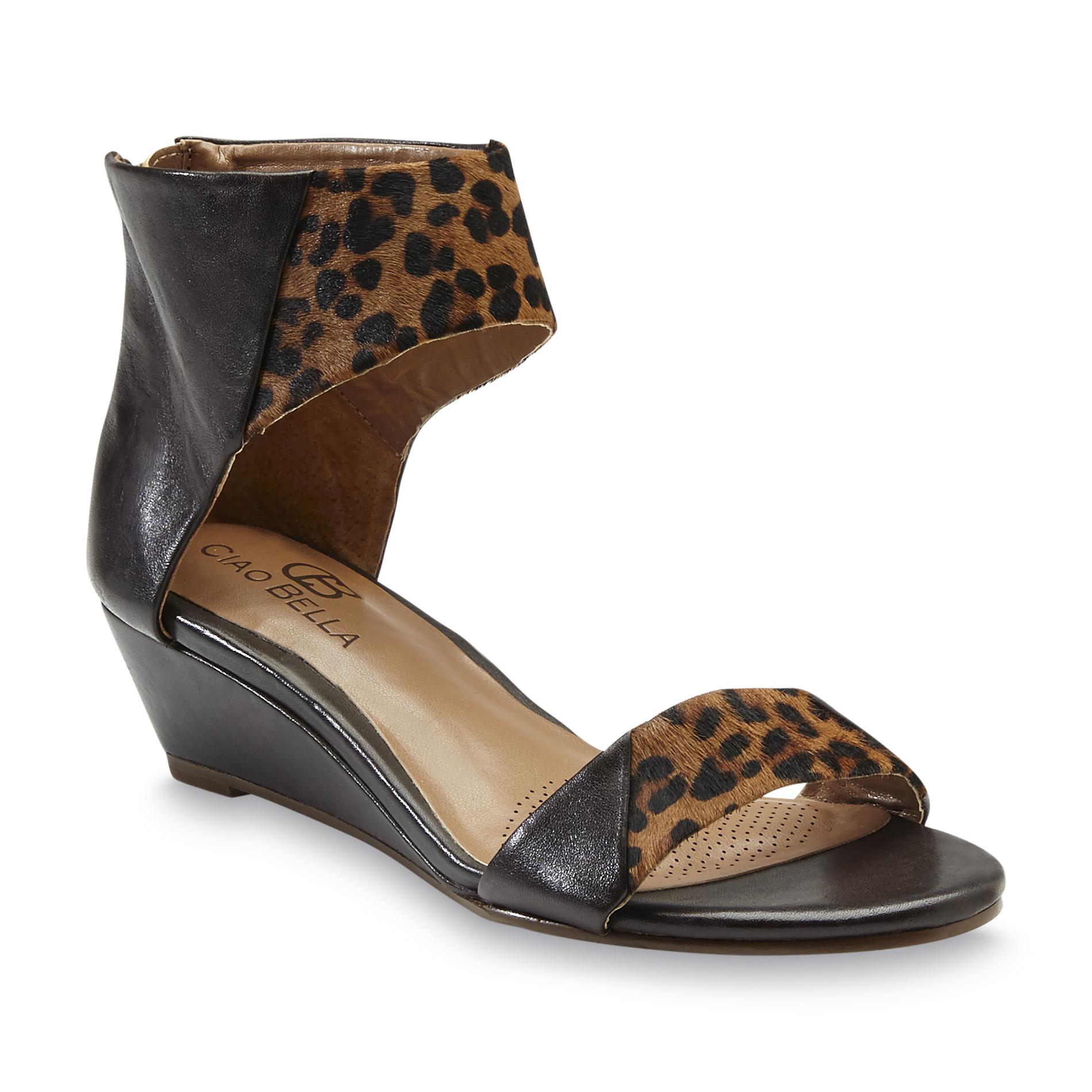 Ciao Bella Women's Whitney Brown/Leopard Wedge Sandal