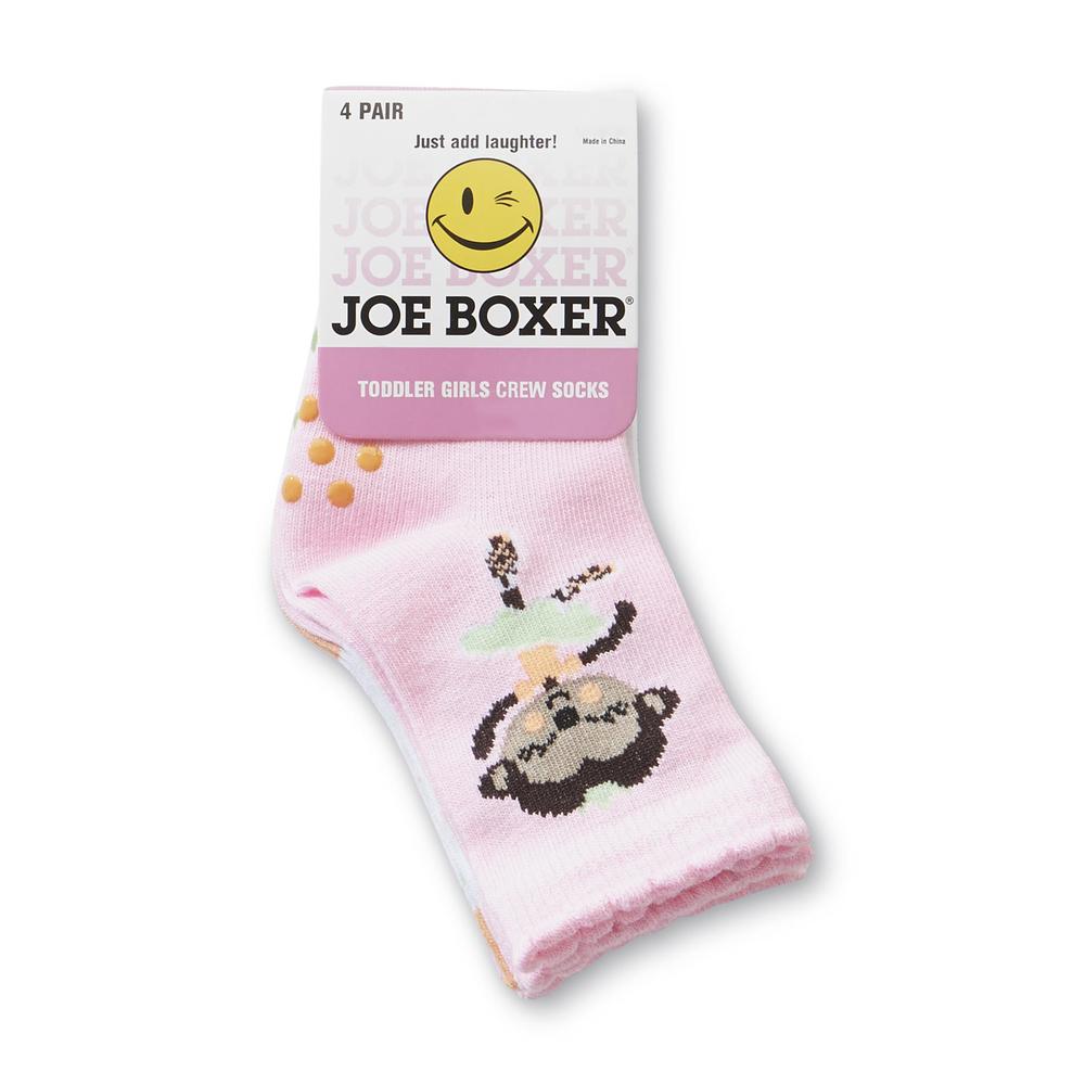 Joe Boxer Toddler Girl's 4-Pairs Gripper Crew Socks - Ballet