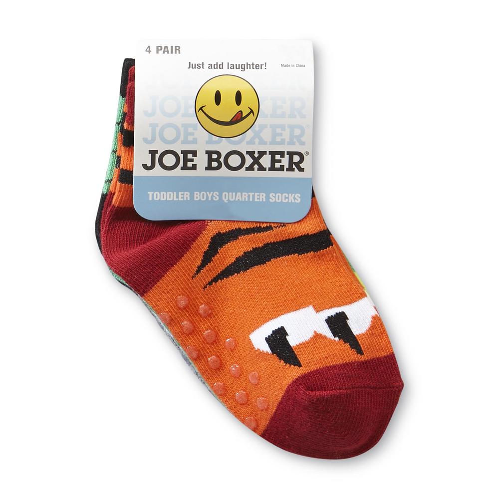 Joe Boxer Toddler Boy's 4-Pairs Quarter Socks - Animal Feet