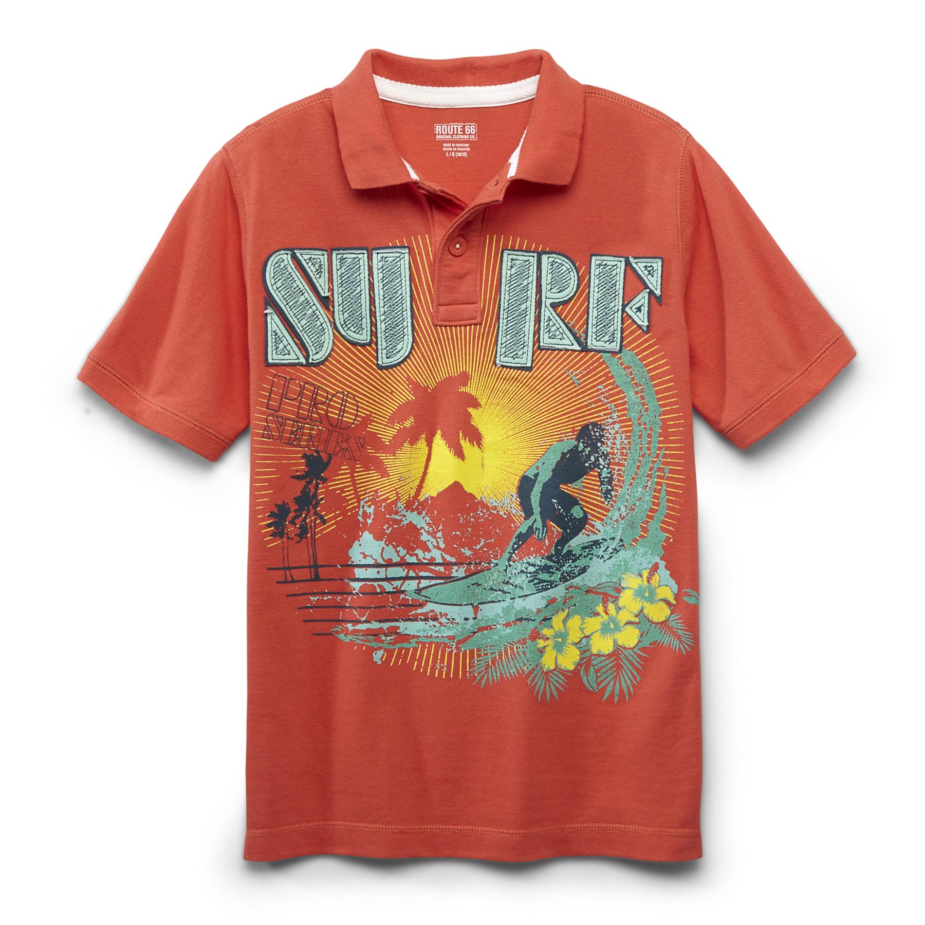 Route 66 Boy's Graphic Polo Shirt - Surf
