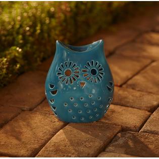 Ceramic Owl Candle Holder Blue Outdoor Living Outdoor Decor