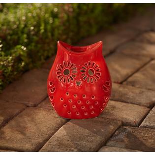 Ceramic Owl Candle Holder Red Outdoor Living Outdoor Decor