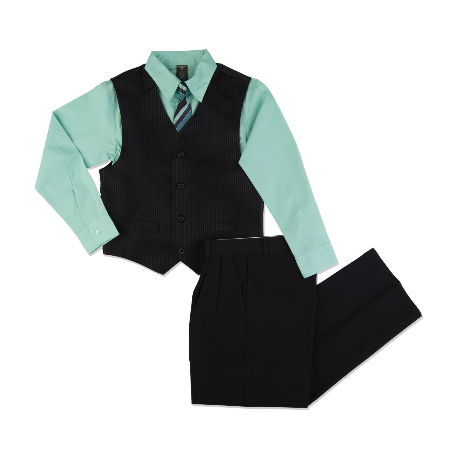 Dockers Boy's Vest  Dress Pants  Shirt & Tie - Pinstripe