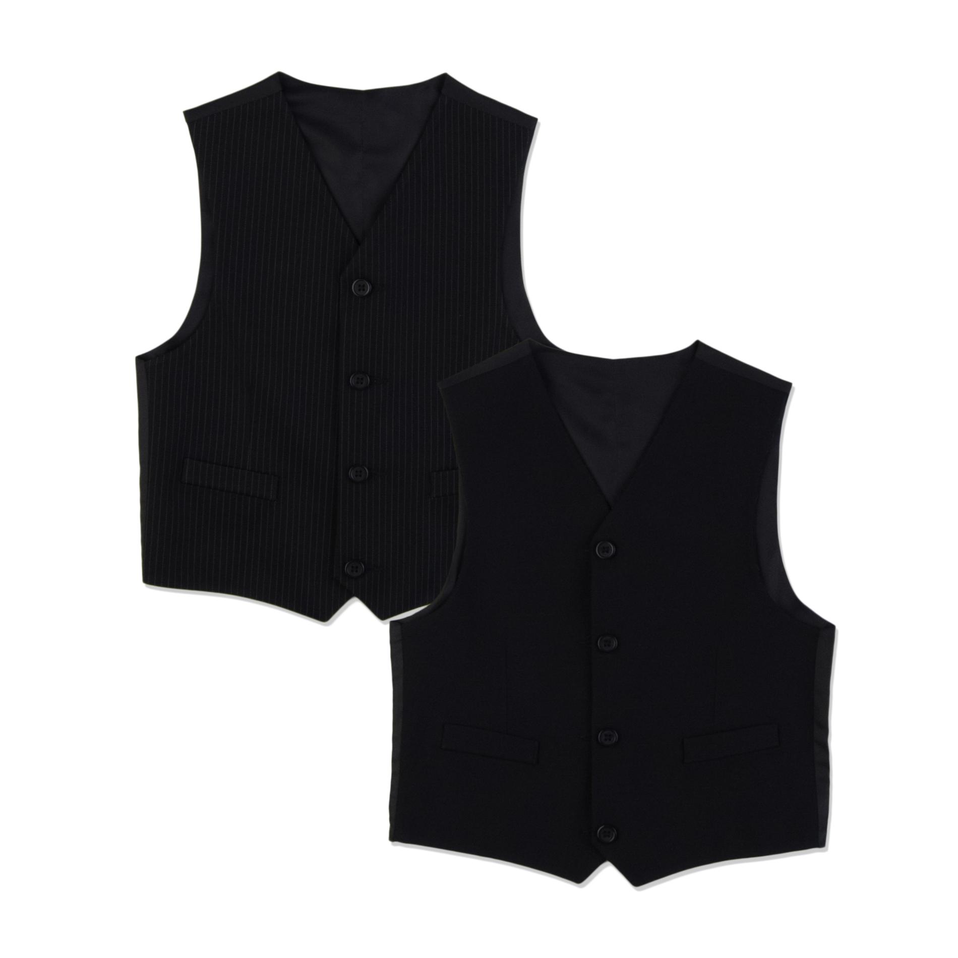 Jonathan Strong Boy's Reversible Formal Vest - Pinstripes & Solid