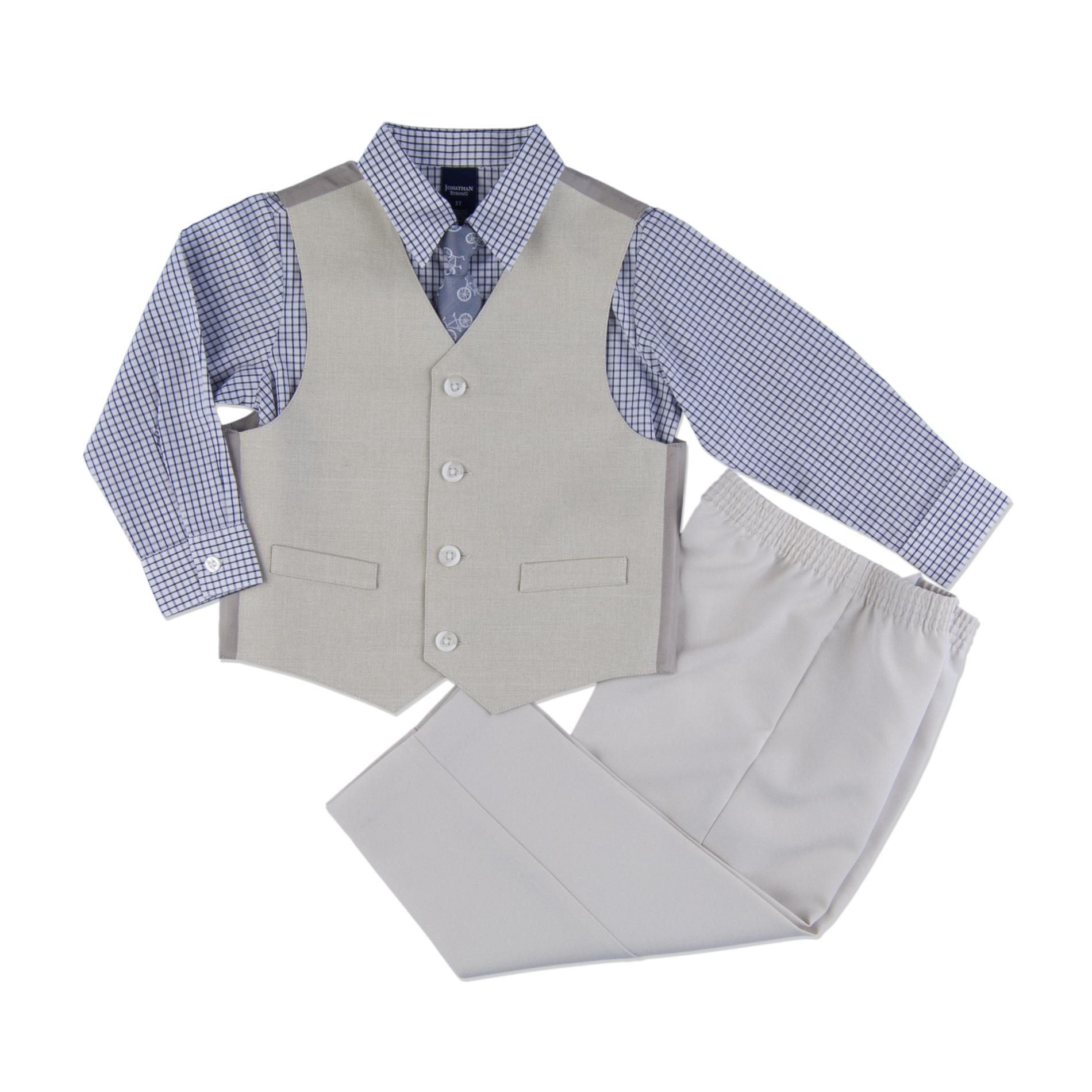 Jonathan Strong Infant & Toddler Boy's Dress Shirt  Vest & Pants Set - Check