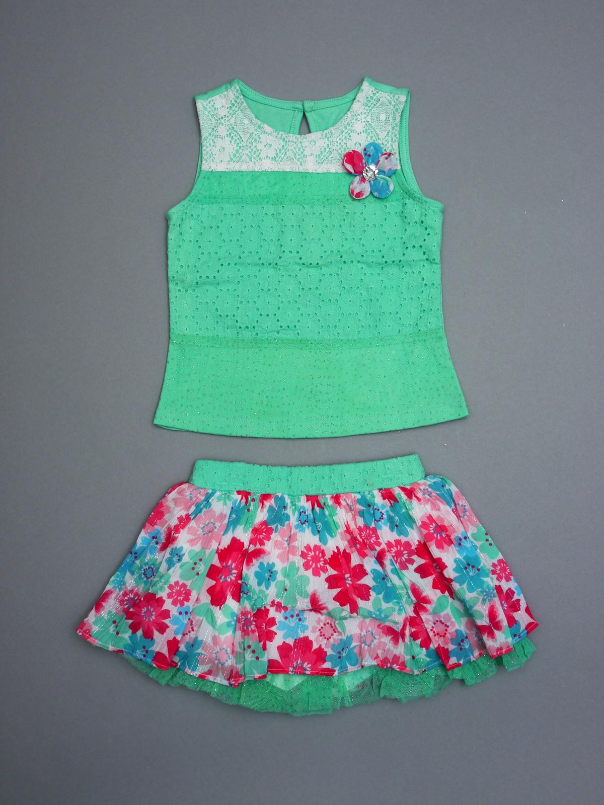 Young Hearts Toddler Girl's Lace Top & Scooter Skirt - Floral