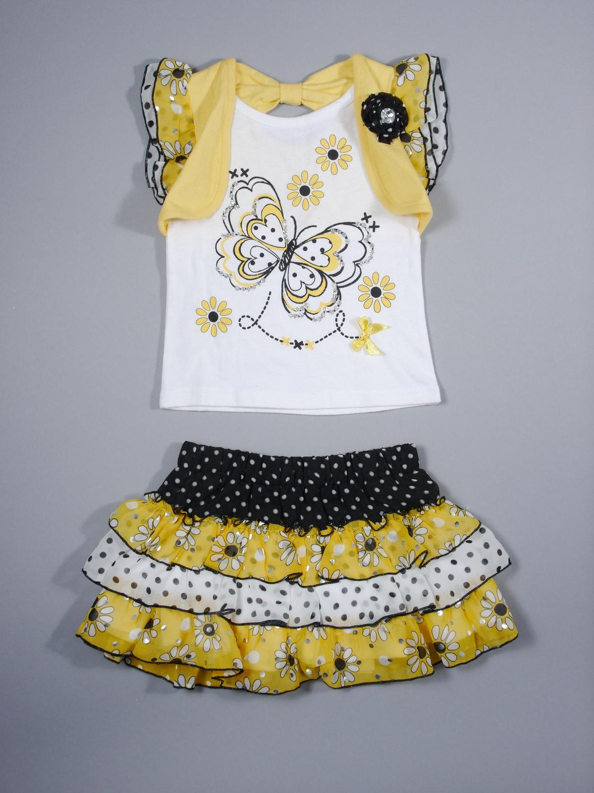 Young Hearts Infant & Toddler Girl's Graphic Top & Scooter Skirt - Floral & Butterflies