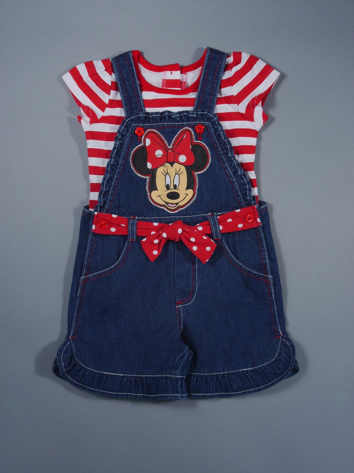 Disney Minnie Mouse Toddler Girl's Top & Denim Overalls - Striped
