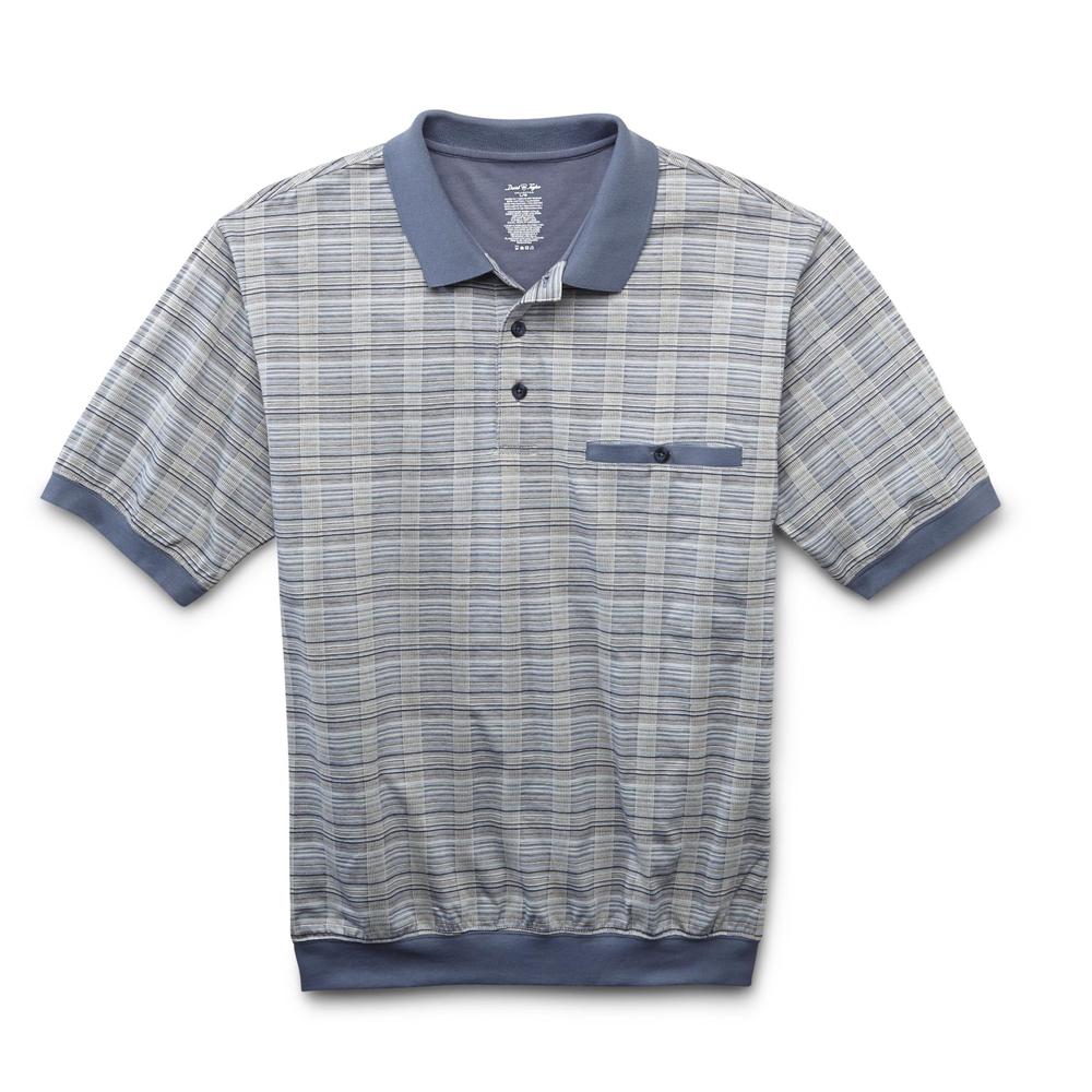 David Taylor Collection Men's Jacquard Knit Polo Shirt - Windowpane Plaid