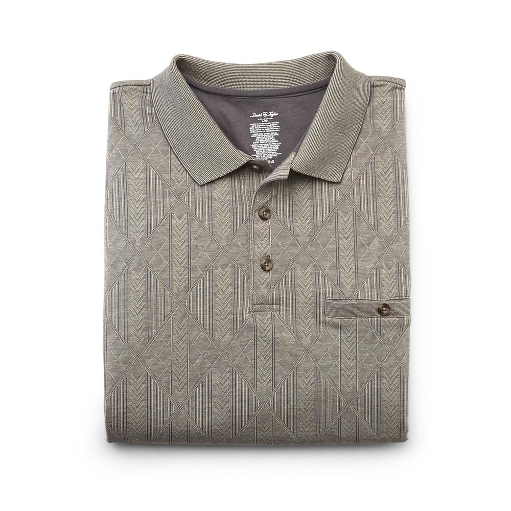 David Taylor Collection Men's Jacquard Knit Polo Shirt - Diamond Pattern & Chevron