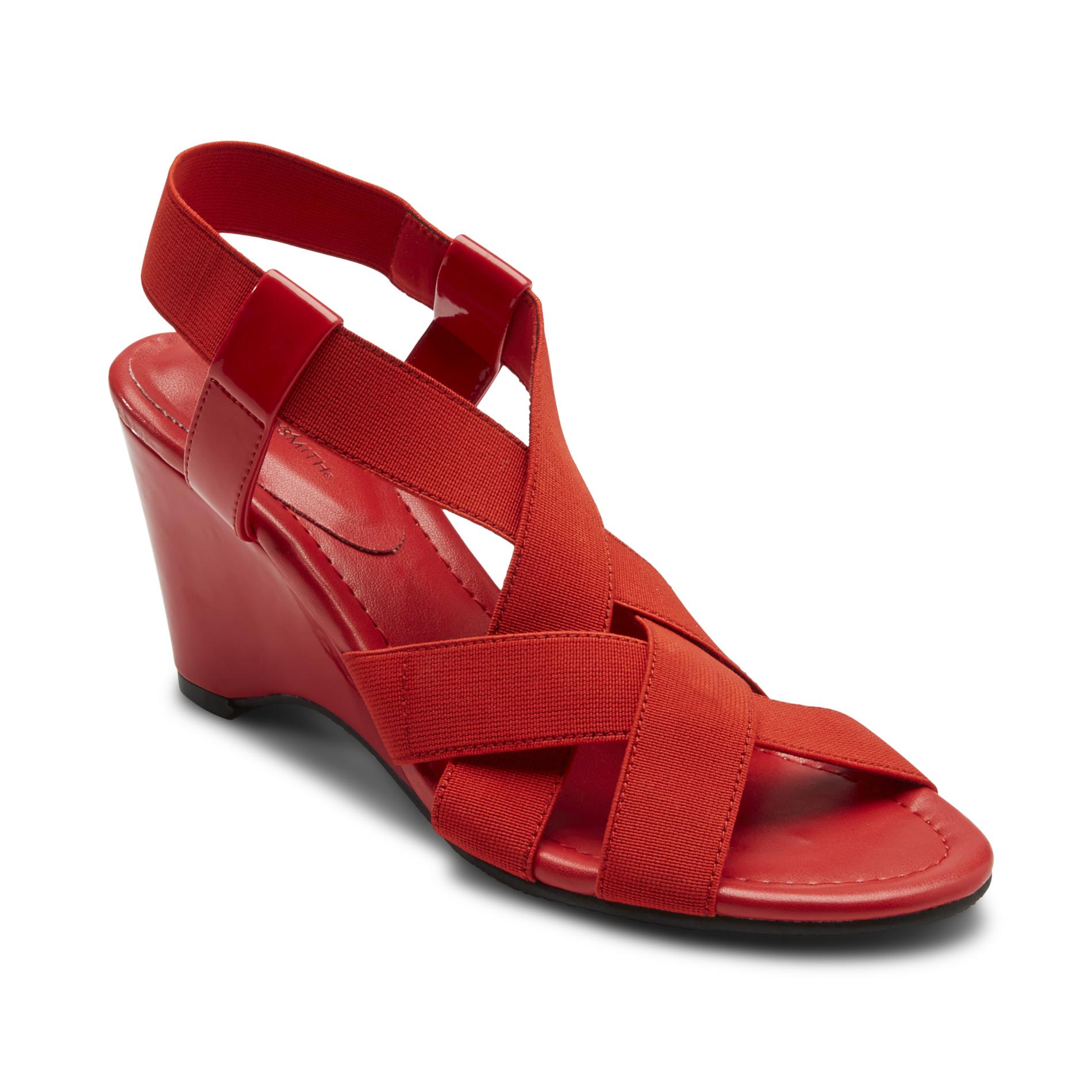 Jaclyn Smith Women's Ammy Red Strappy Wedge Sandal