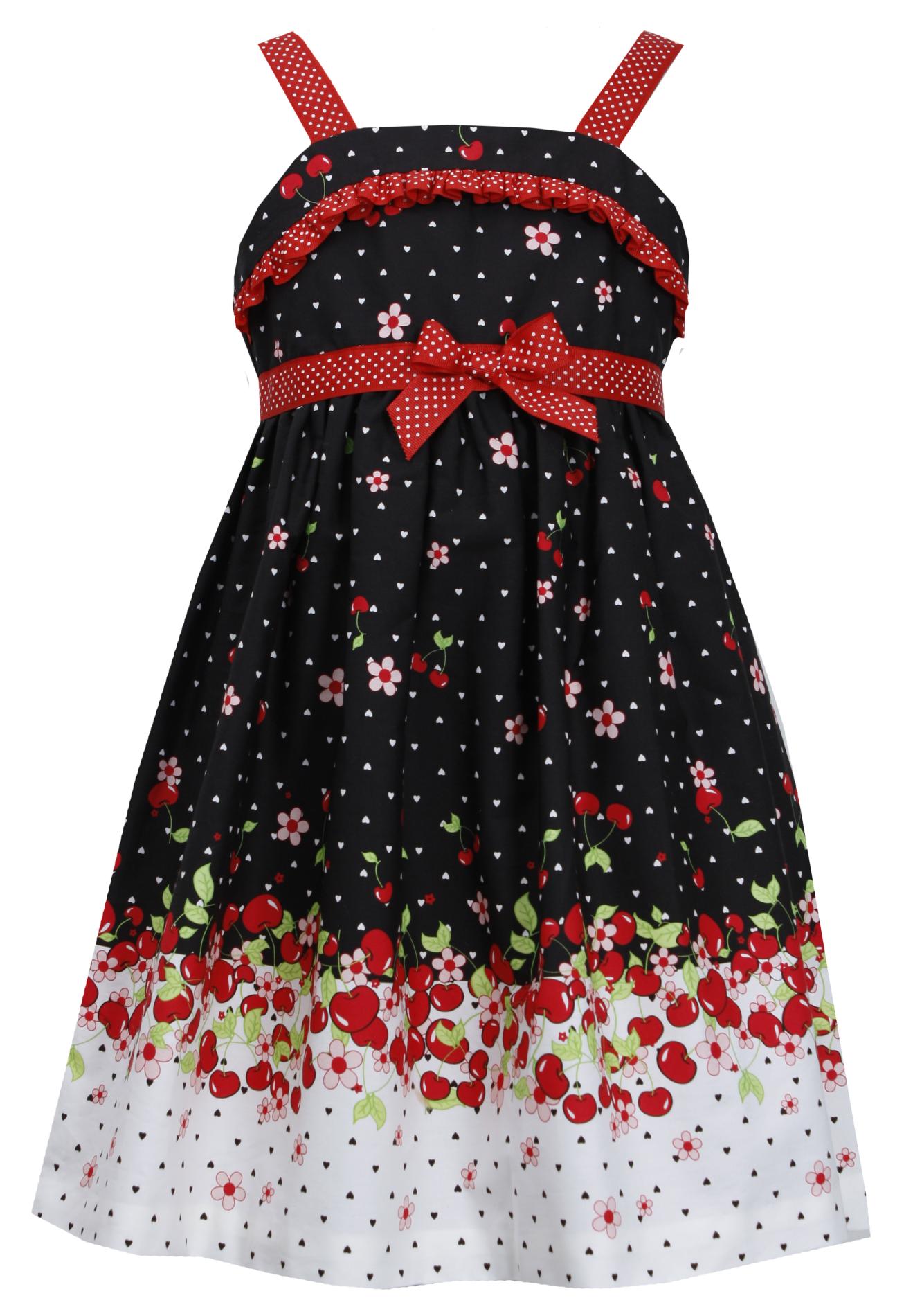 Ashley Ann Girl's Sleeveless Dress - Cherry Print