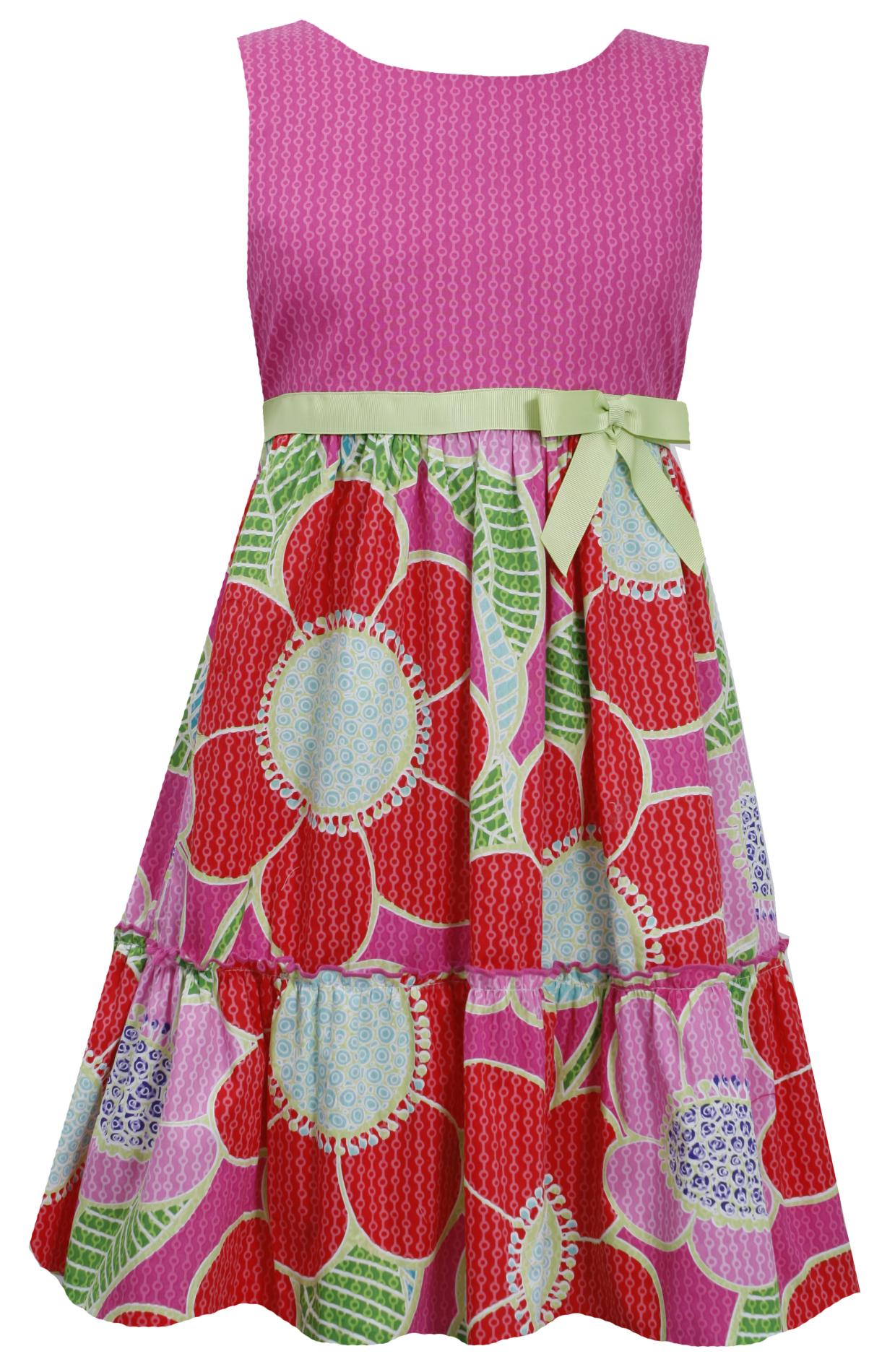 Ashley Ann Girl's Sleeveless Tiered Dress - Floral Print
