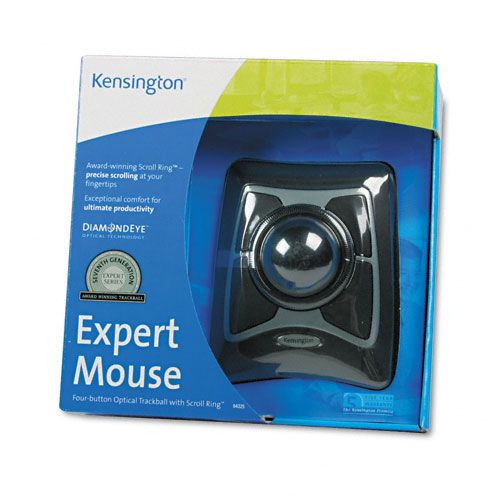 Kensington KMW64325 Trackball Expert Mouse, ScrollRing, Black/Silver