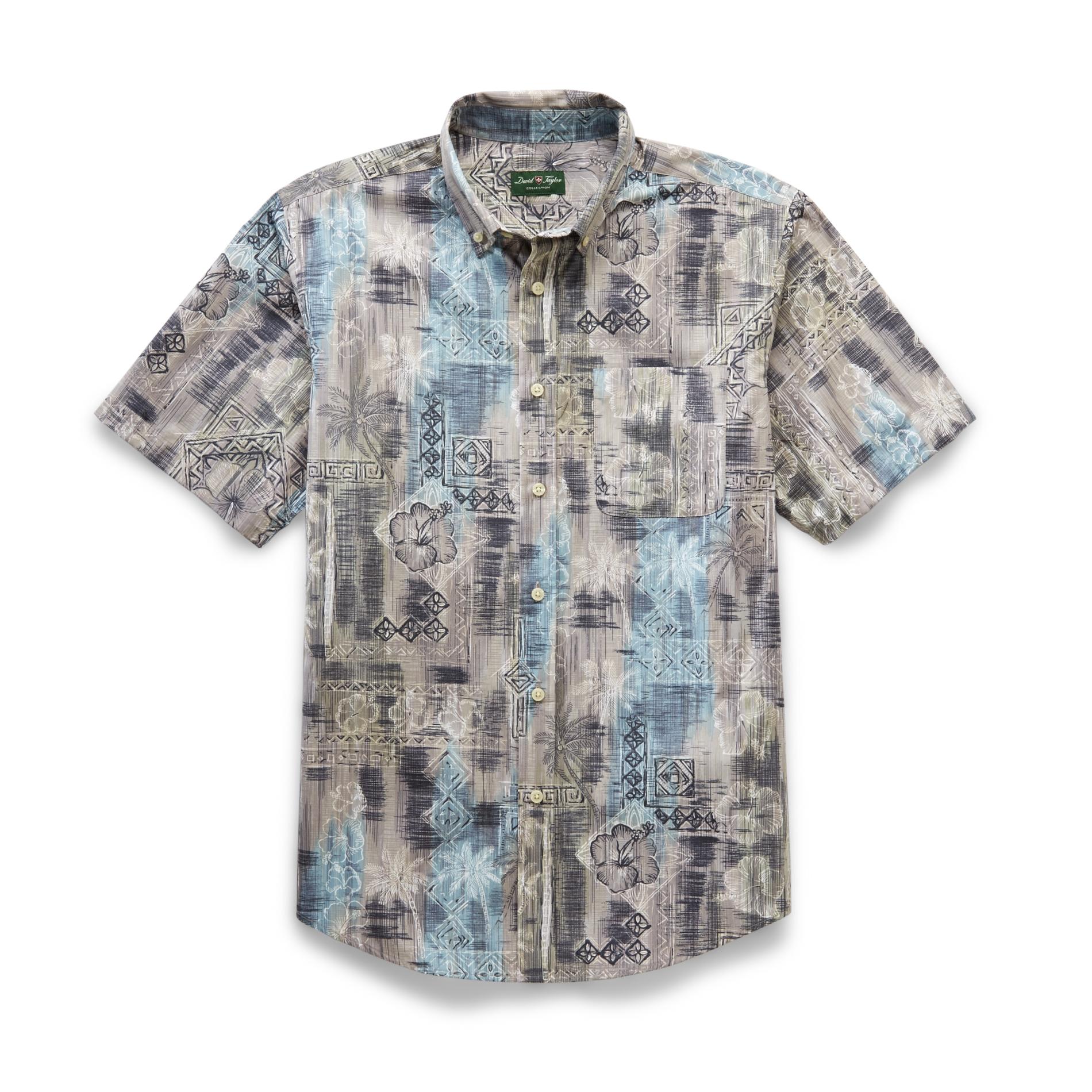David Taylor Collection Men's Short-Sleeve Linen Shirt - Tropical Print