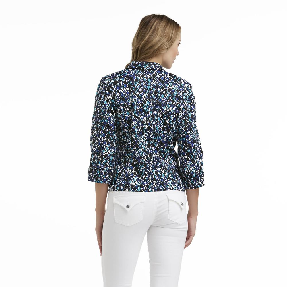 Covington Women's Three-Quarter Sleeve Jacket - Abstract Print
