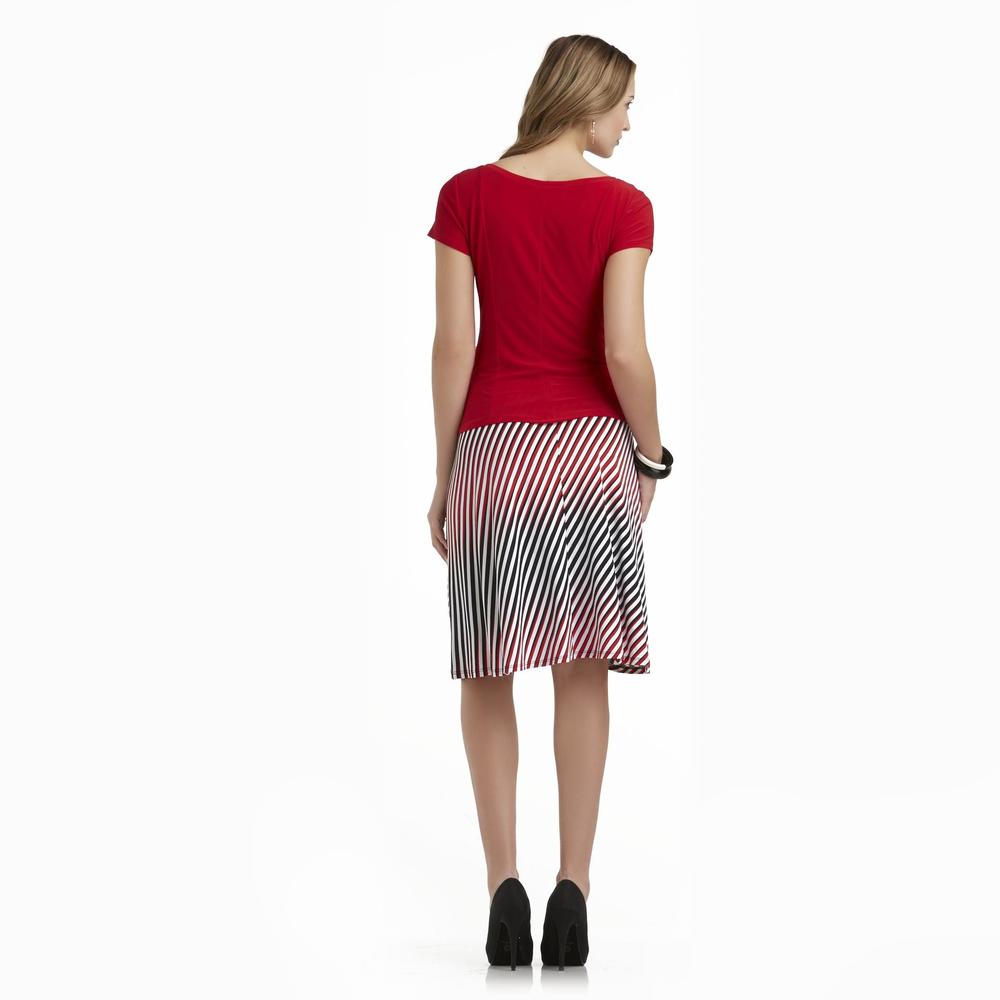 Perception Women's Ruched Top & Skirt - Stripe