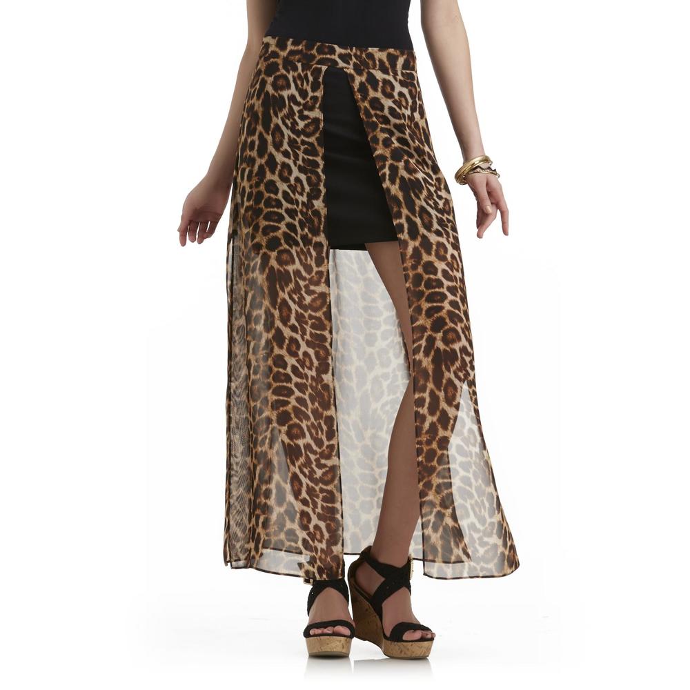 Bongo Junior's Split Chiffon Skirt - Leopard