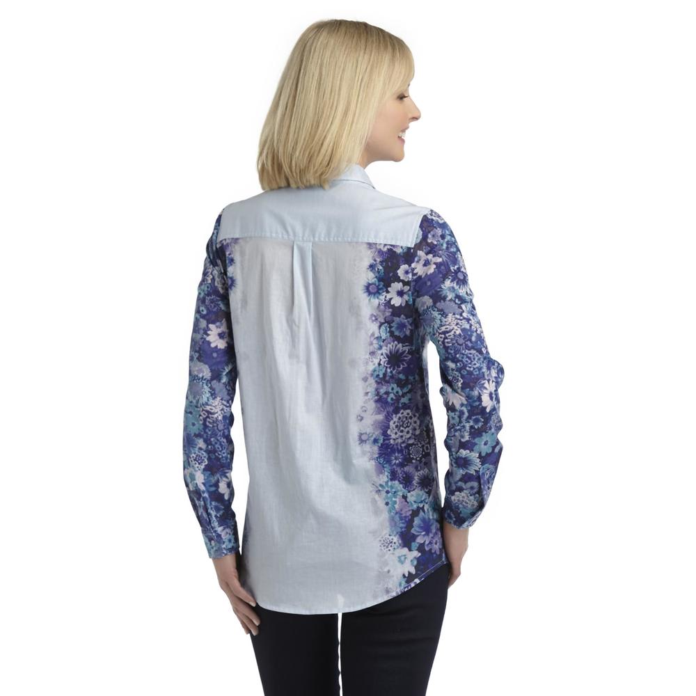 Jaclyn Smith Women's Woven Button-Front Shirt - Floral