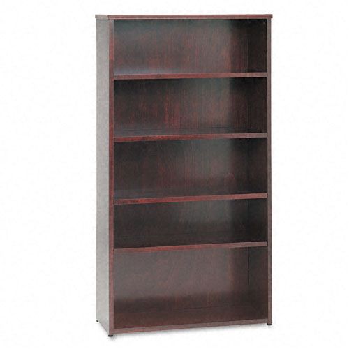 Basyx Five-Shelf Bookcase, Rich Wood Veneer