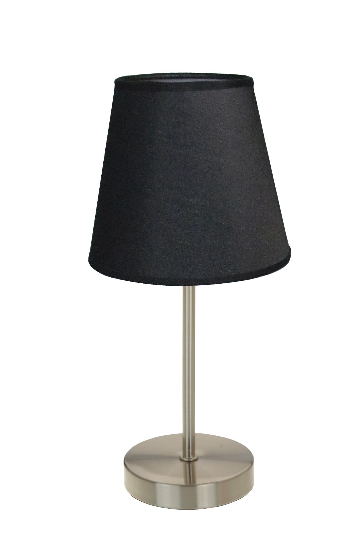 Simple Designs Sand Nickel Mini Basic Table Lamp with Black Shade