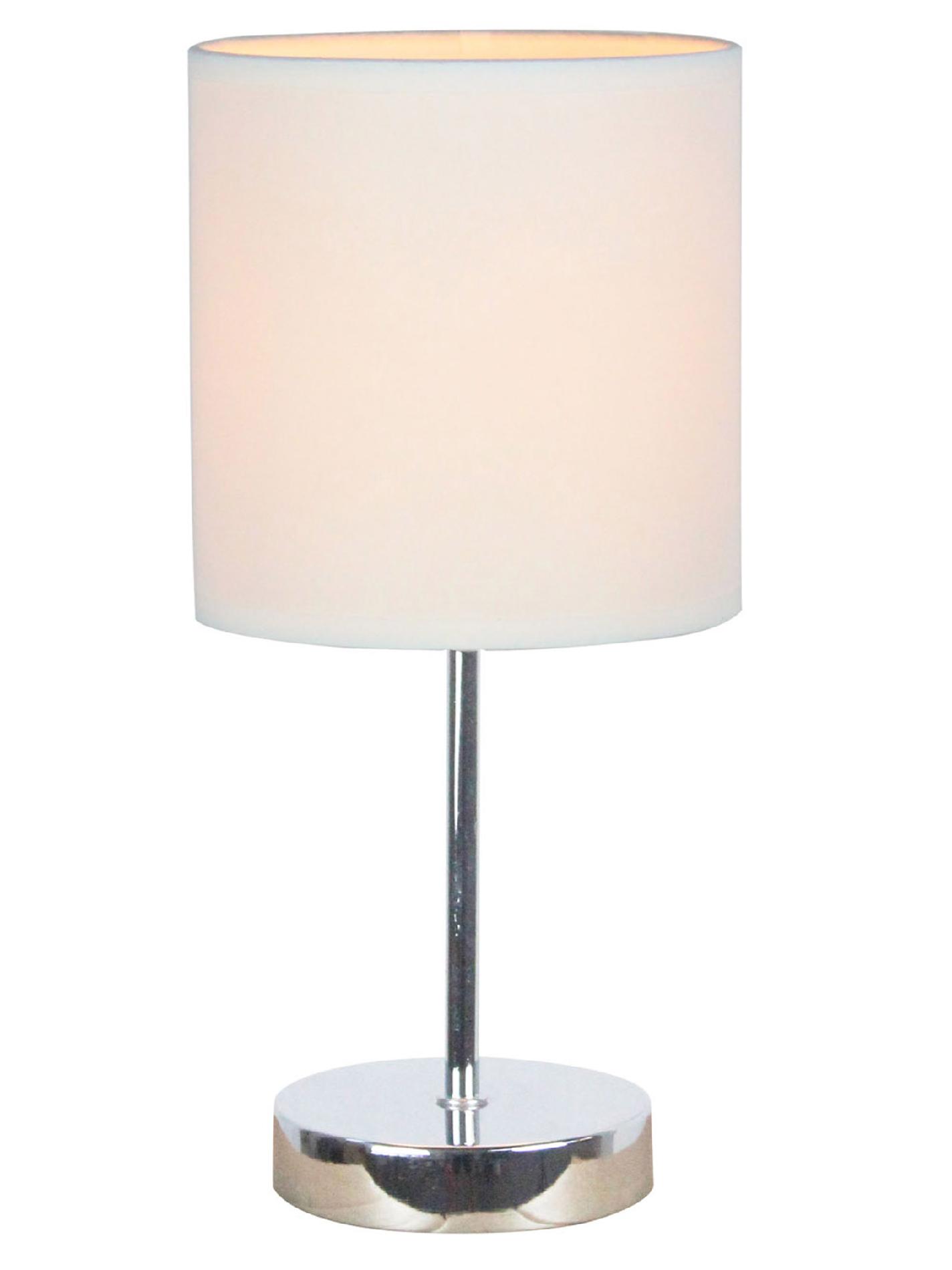 Simple Designs Chrome Mini Basic Table Lamp with White Shade