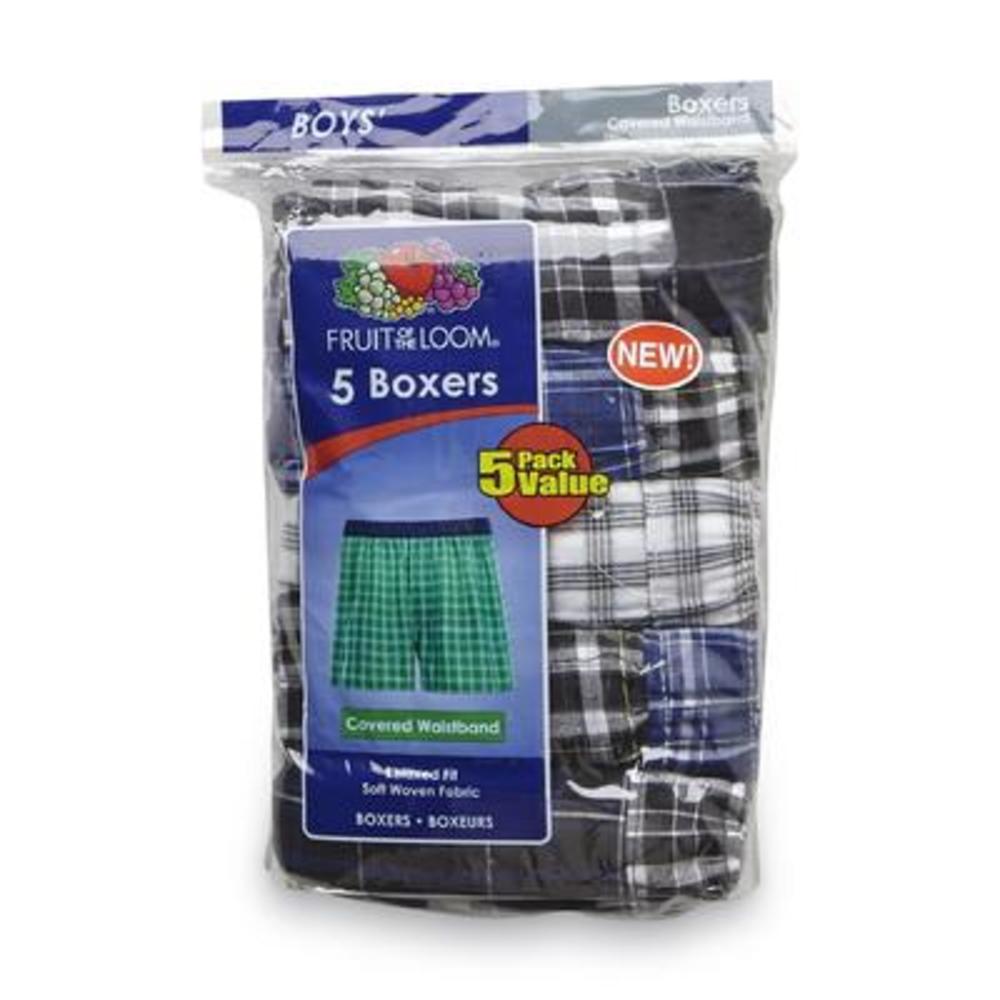 Fruit of the Loom Boy's 5-Pack Boxers - Plaid