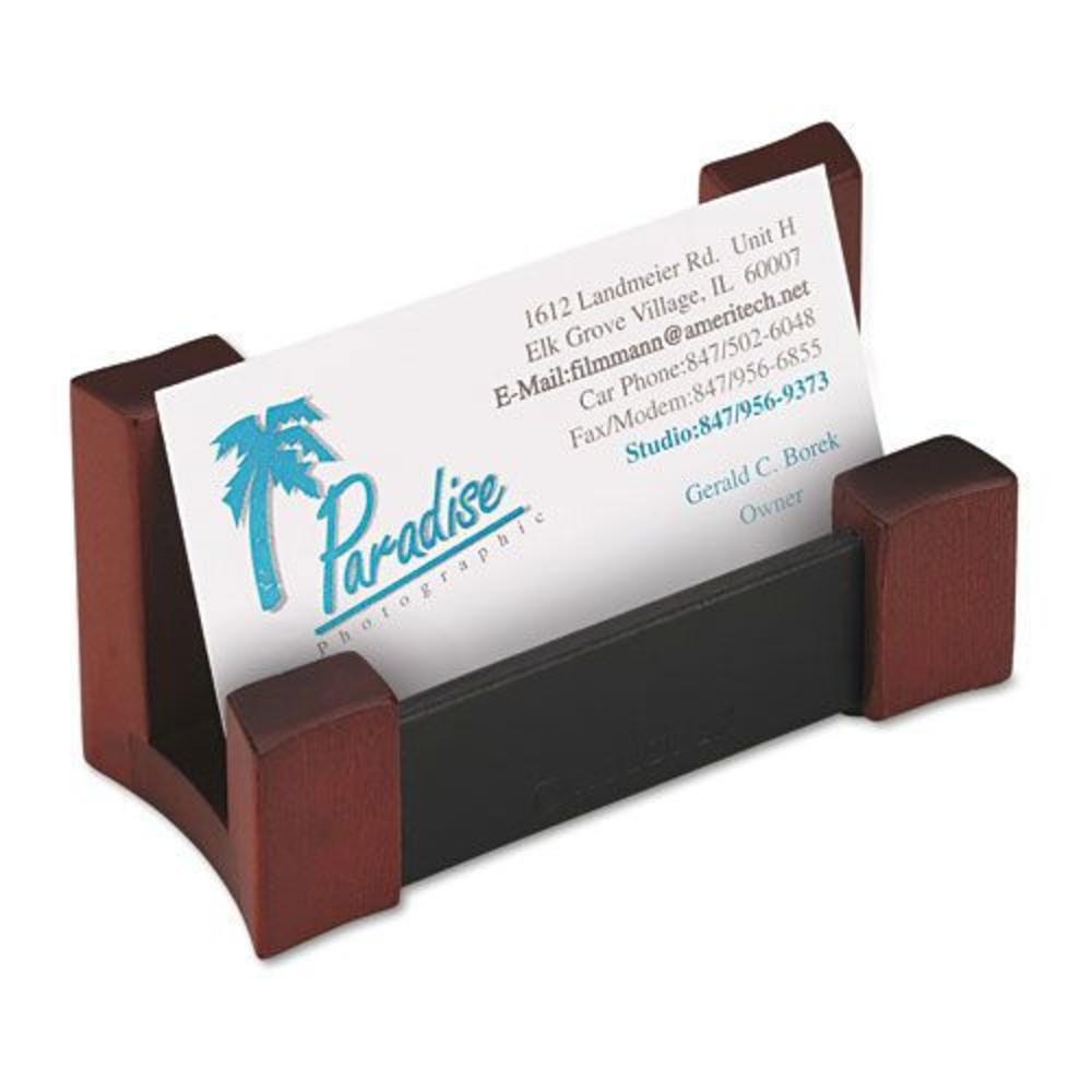 Rolodex ROL81766 Wood and Leather Business Card Holder