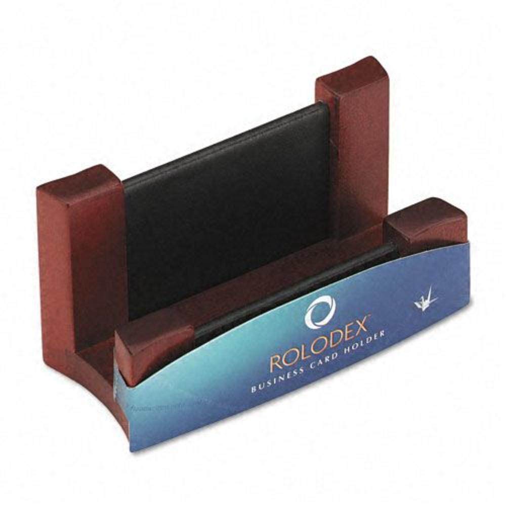 Rolodex ROL81766 Wood and Leather Business Card Holder