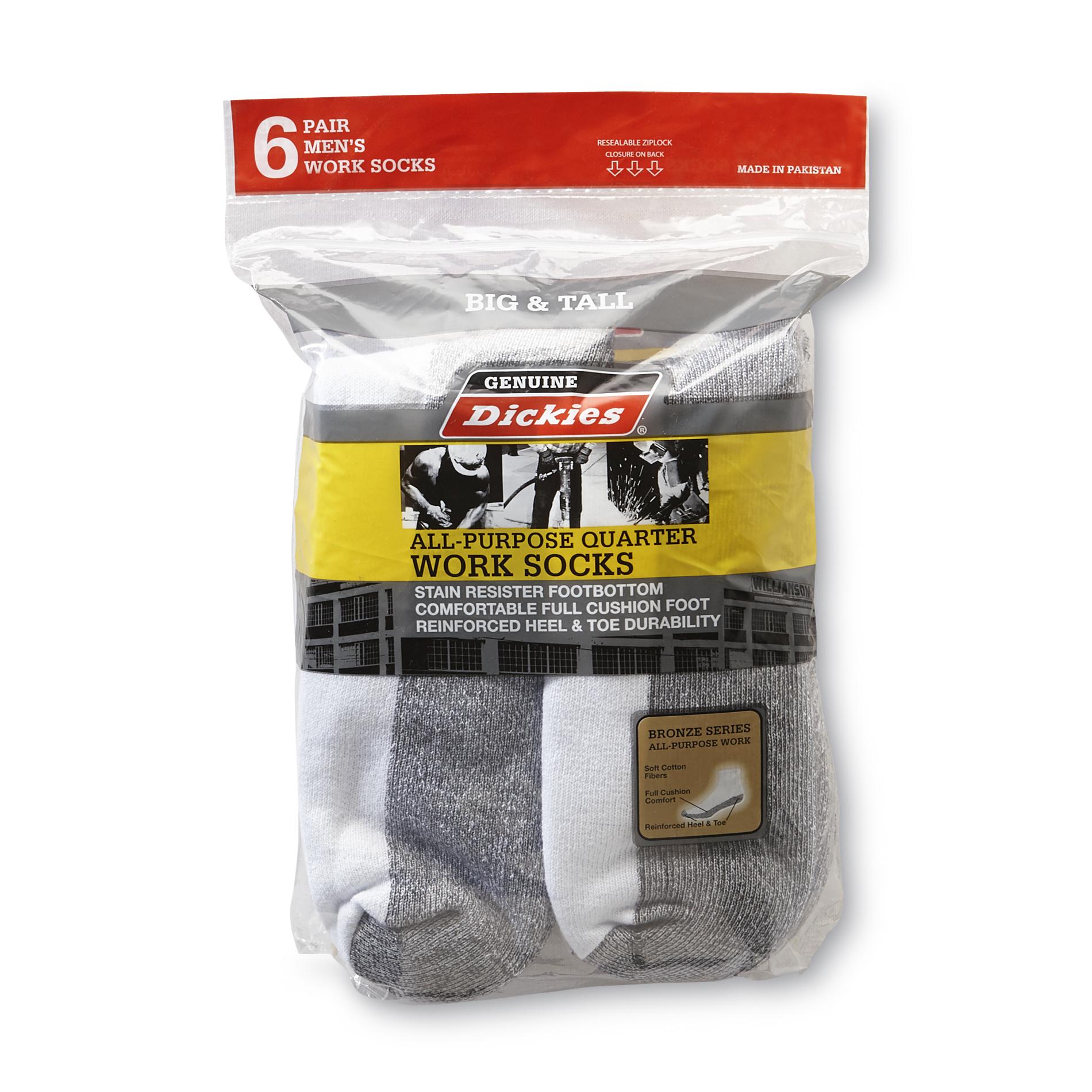 Dickies Men's Big & Tall 6 Pack Cushion Low Cut Socks Size 1315