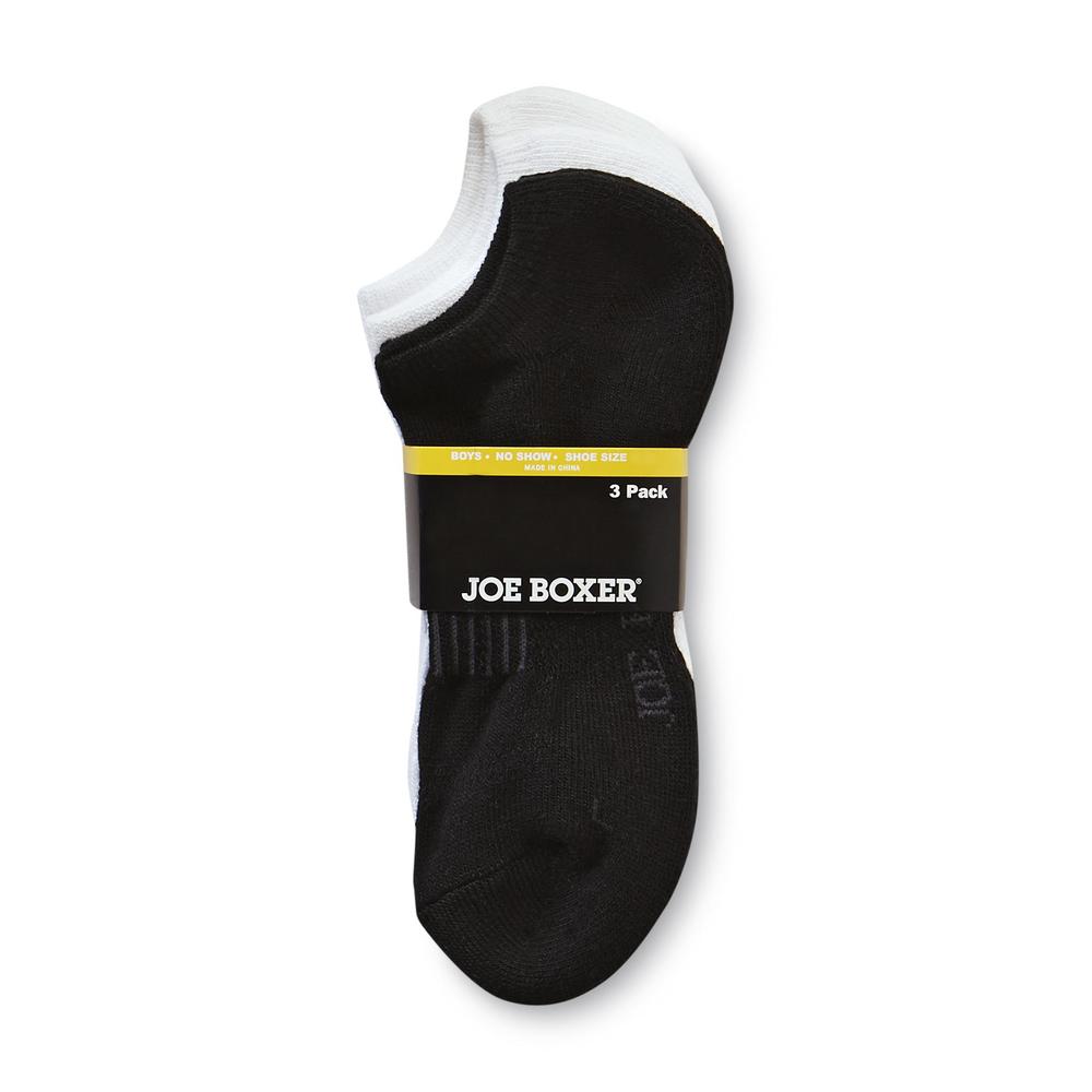Joe Boxer Boy&#8217;s Socks 3pk No-Show Arch Black White