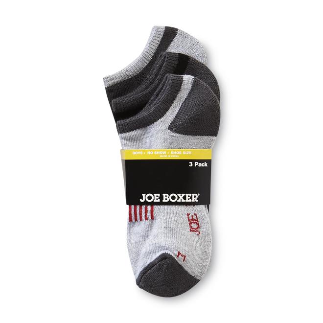 Joe Boxer Boy’s Socks 3pk No Show Grey/Black/Red
