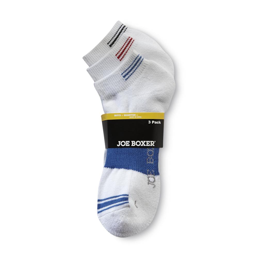 Joe Boxer Boy&#8217;s Socks 3pk Quarter White Blue Red Black