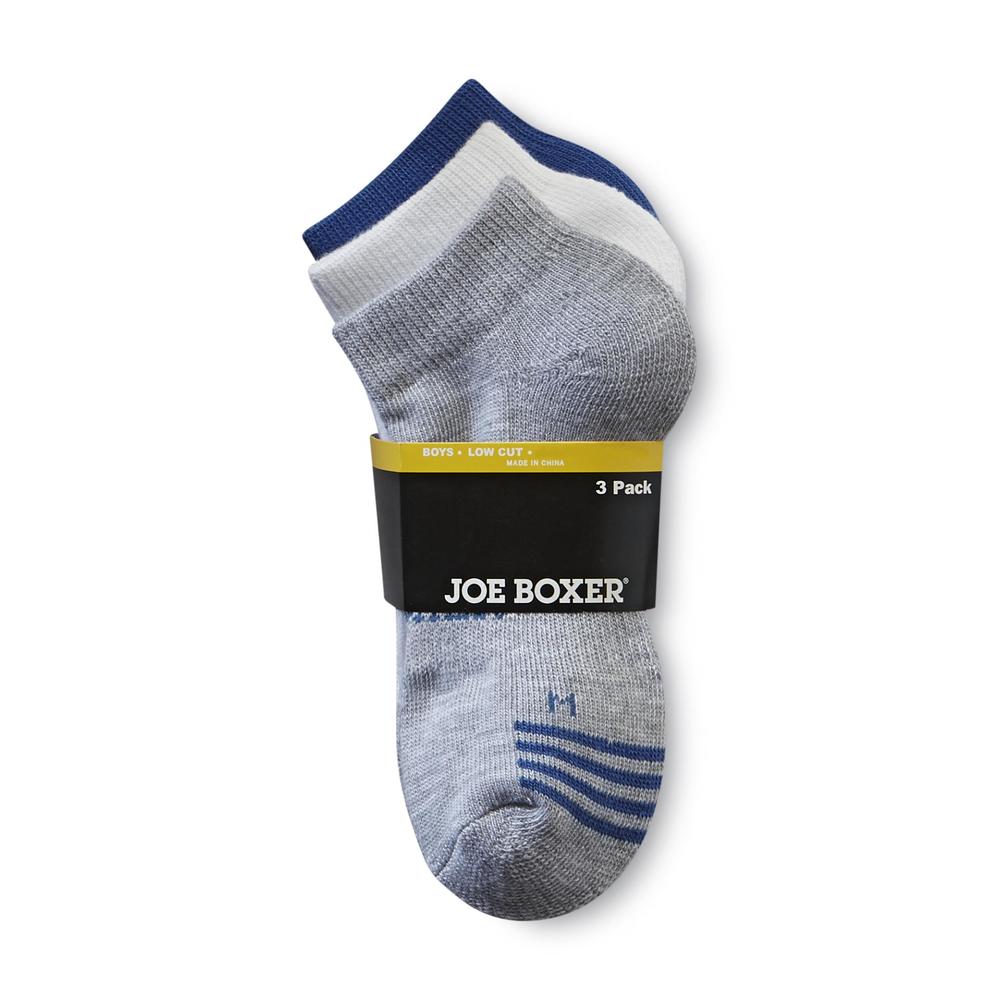 Joe Boxer Boy&#8217;s Socks 3pk Low-Cut Arch Gray White Blue
