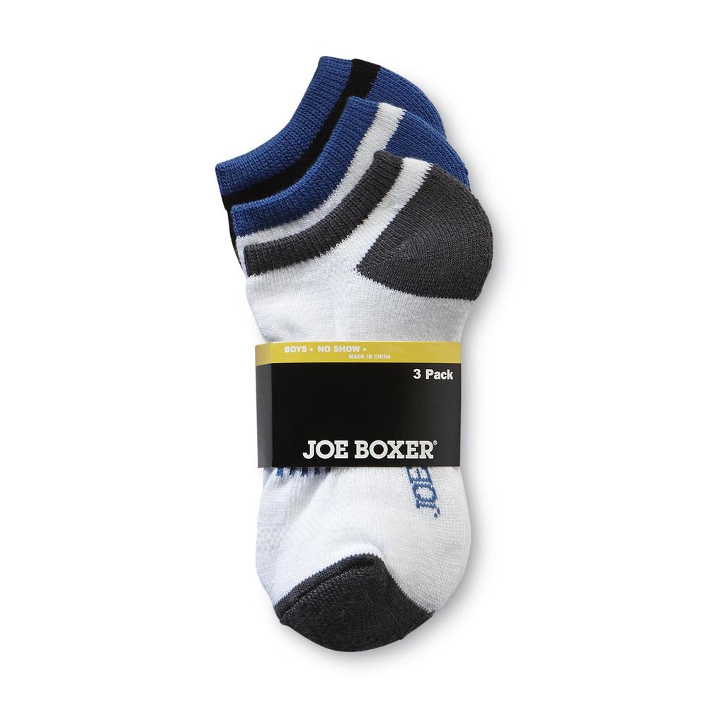 Joe Boxer Boy&#8217;s Socks 3pk No Show White/Black/Blue