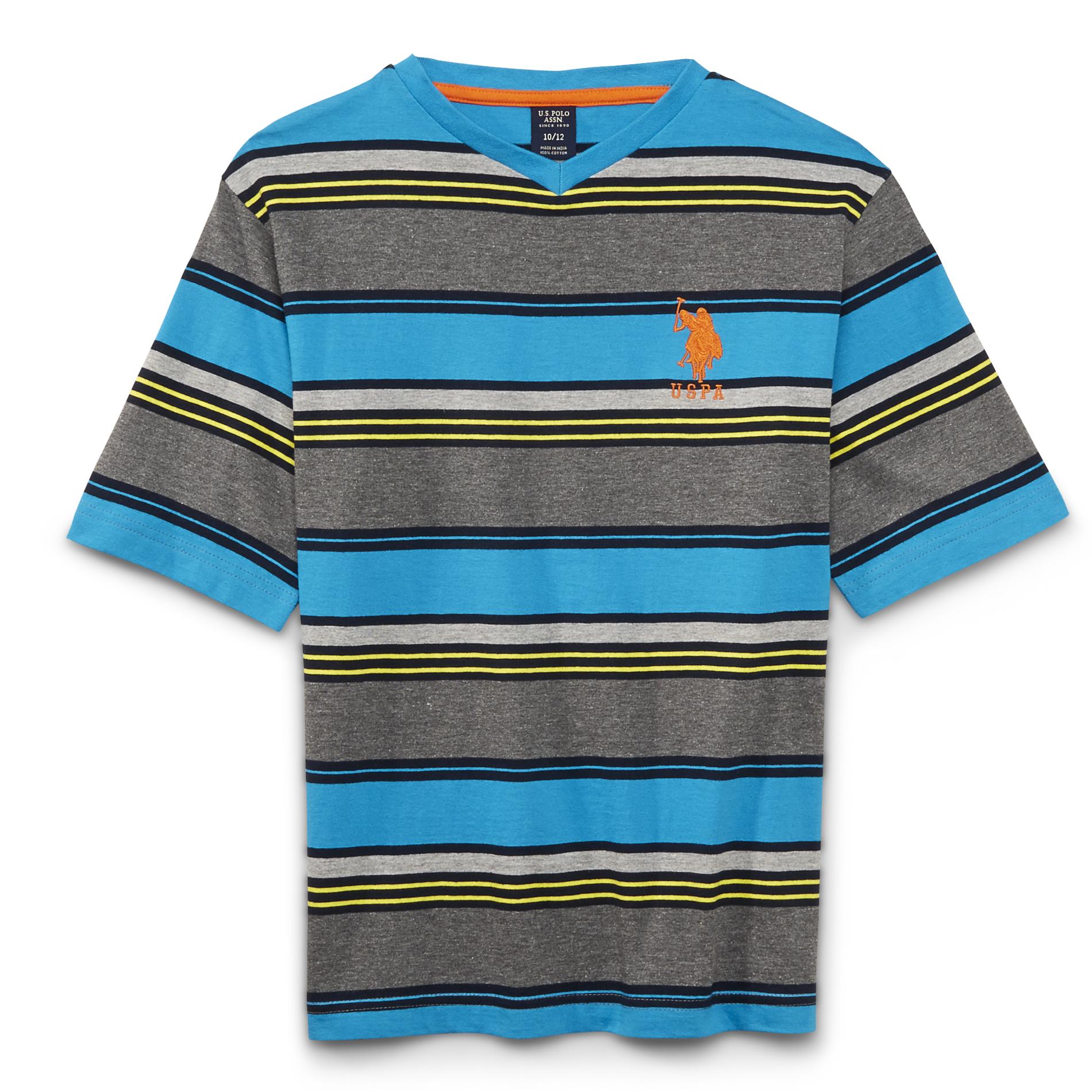 U.S. Polo Assn. Boy's V-Neck T-Shirt - Striped