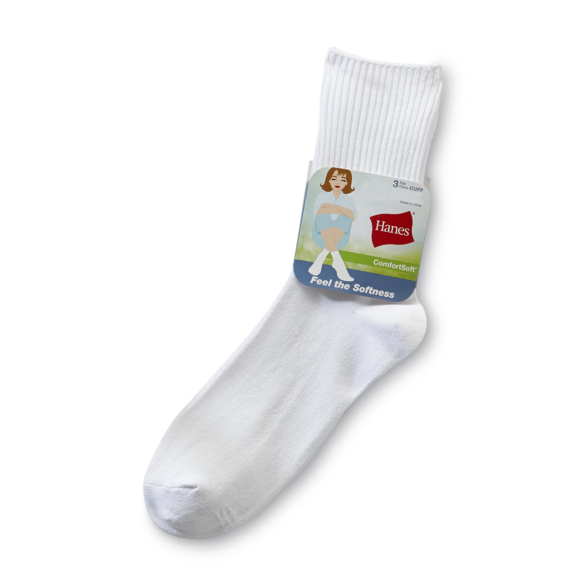 Hanes Women's 3 Pairs Cuffed Socks Extended Size