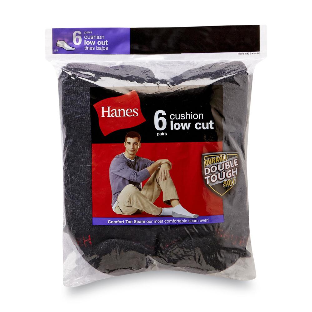 Hanes Men&#8217;s Socks 6 Pack Cushion Low Cut Black