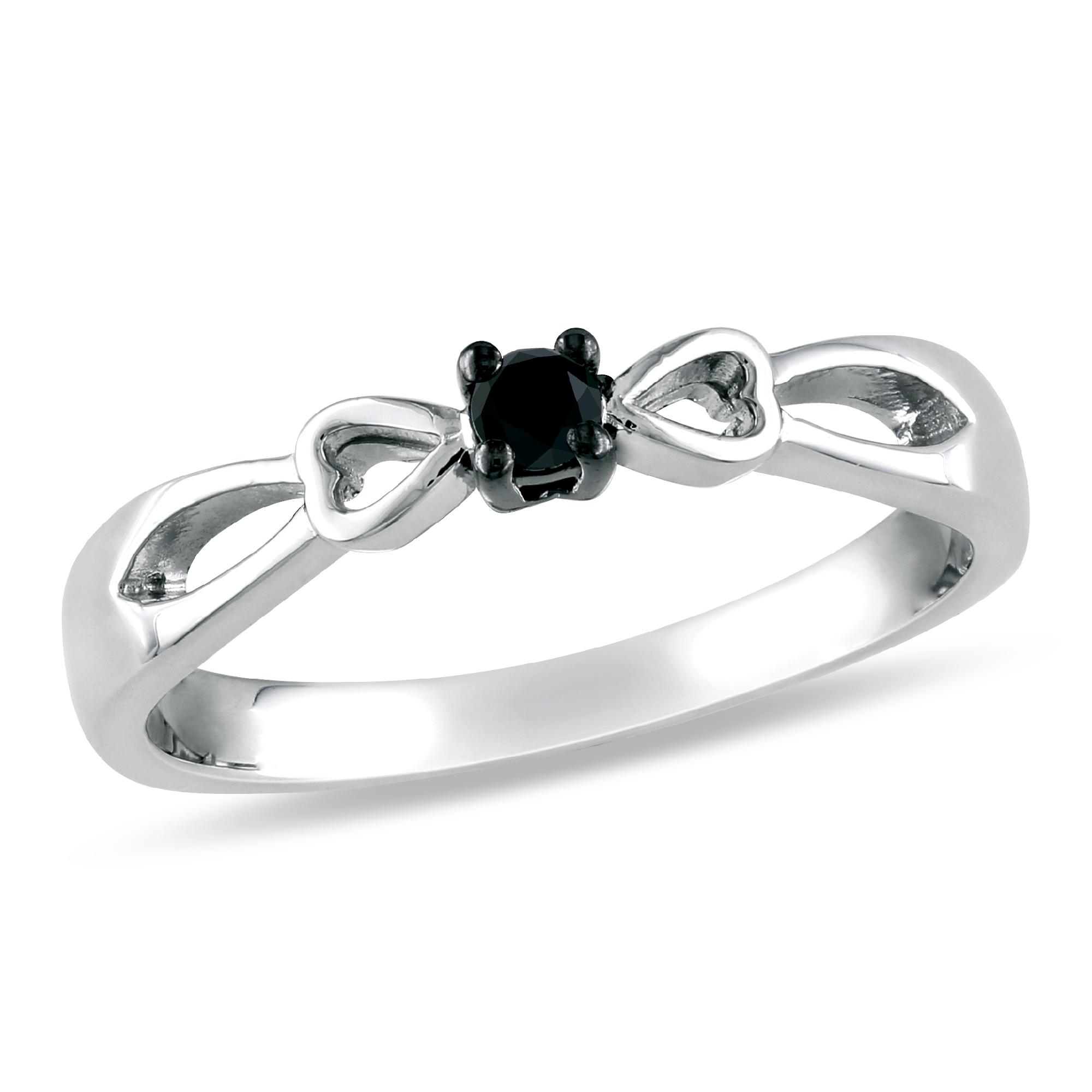 0.10 Cttw. Black Diamond Sterling Silver Bow Promise Ring