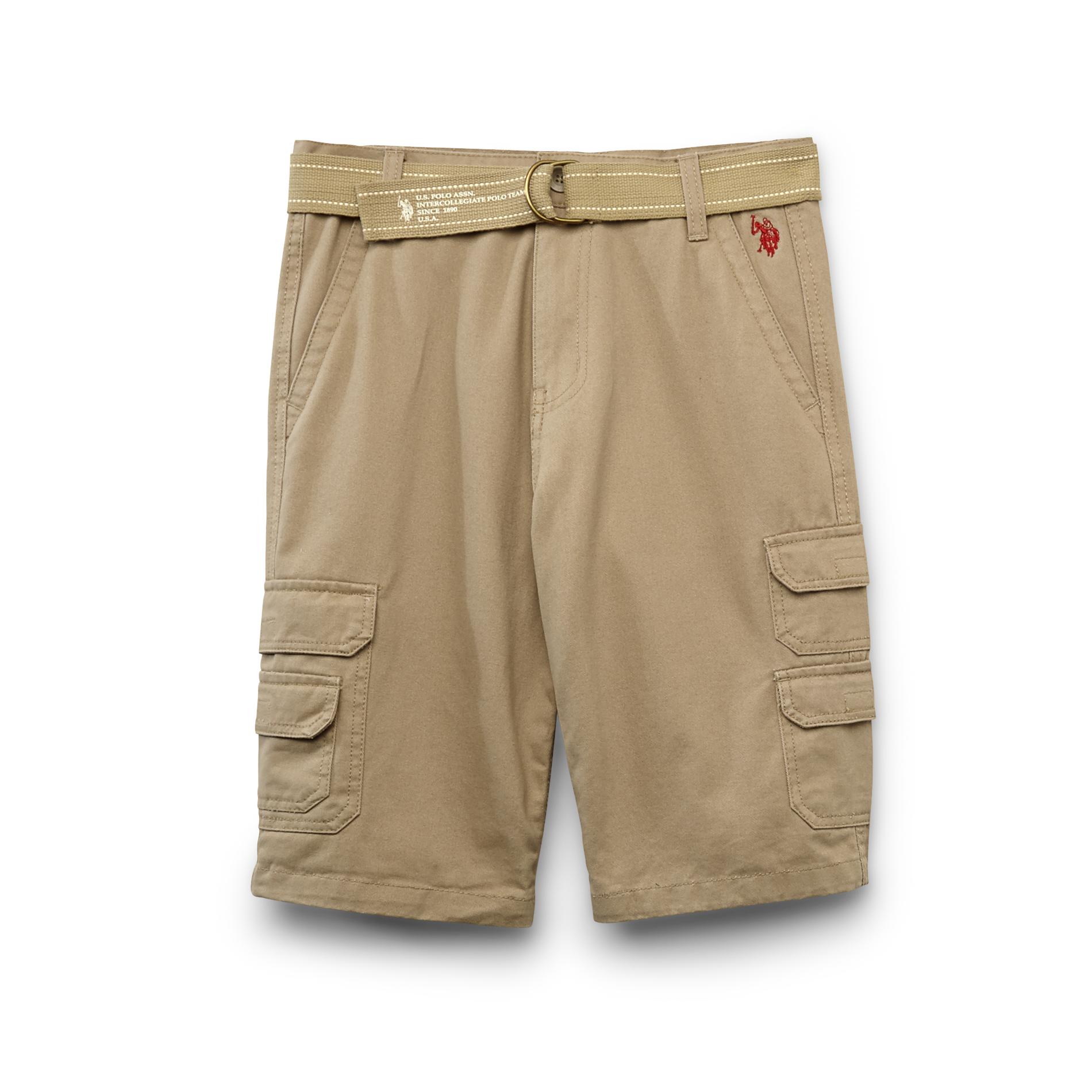 U.S. Polo Assn. Boy's Belted Twill Cargo Shorts