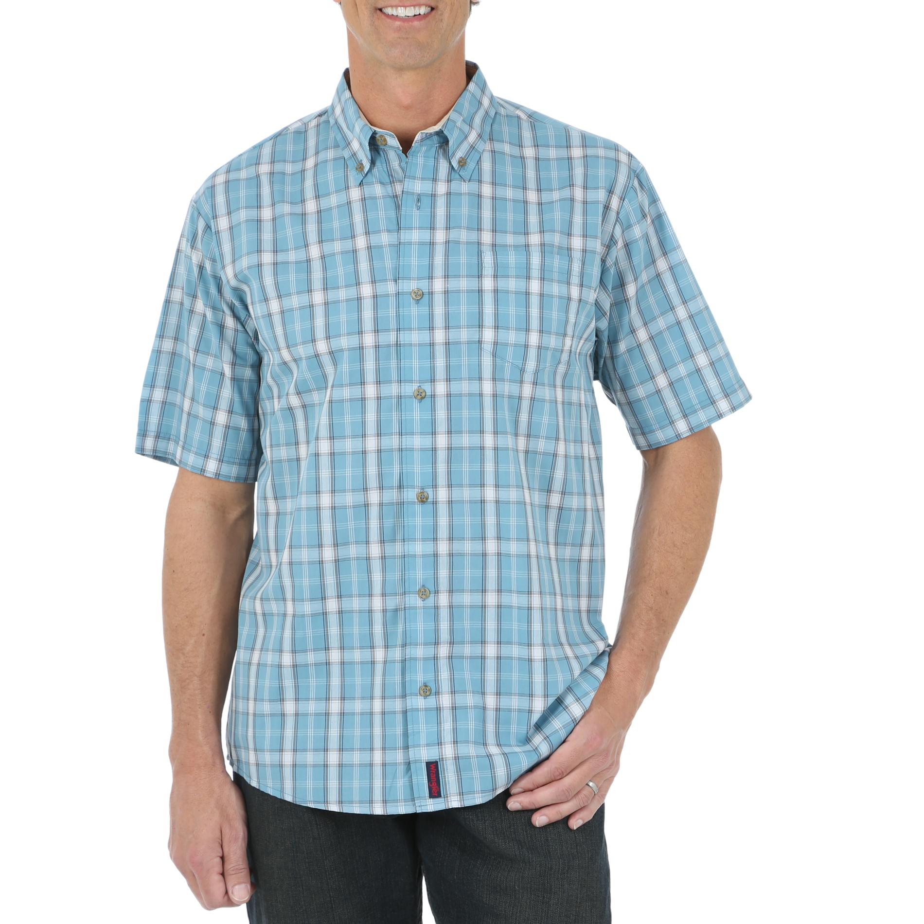 Wrangler Men's Big & Tall Short-Sleeve Button-Front Shirt - Plaid