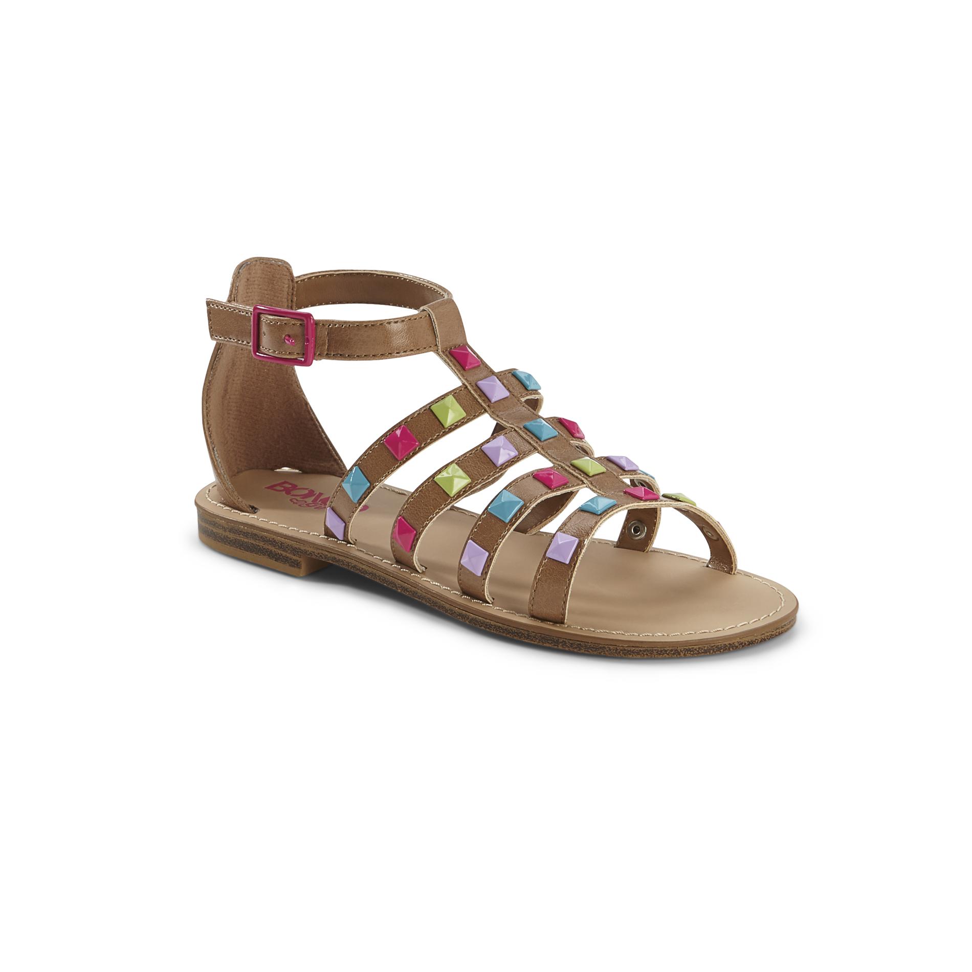 Bongo Girl's Gladys Brown/Multi Studded-Strap Gladiator Sandals