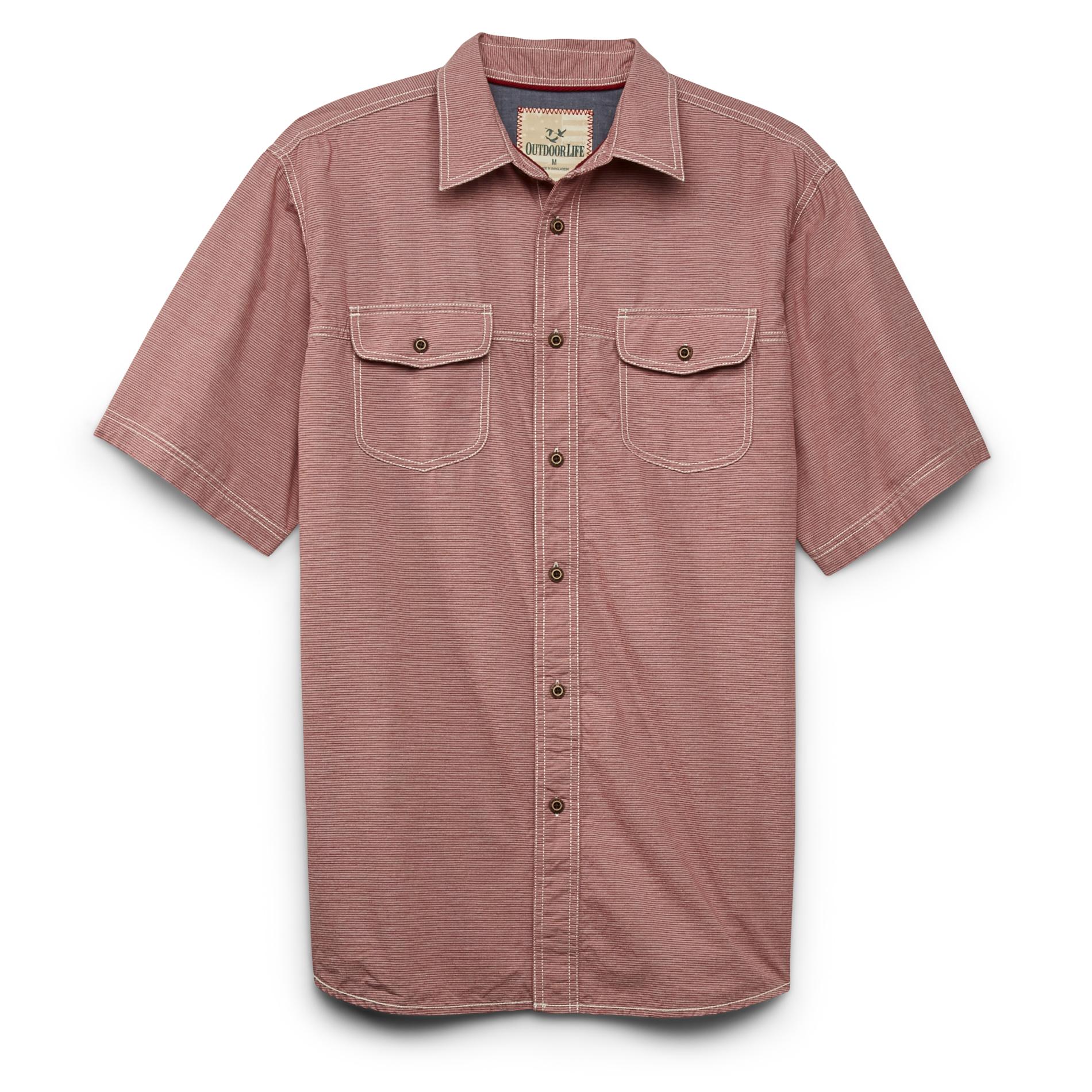 Outdoor Life&reg; Men's Short Sleeve Button-Front Poplin Shirt - Striped