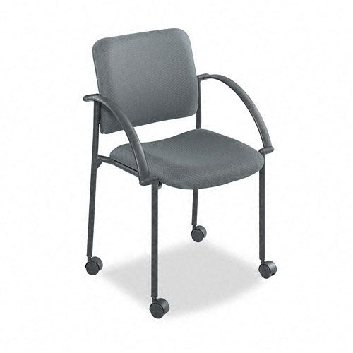 Safco Moto Stacking Chairs, Gray Fabric Upholstery, 2/ct