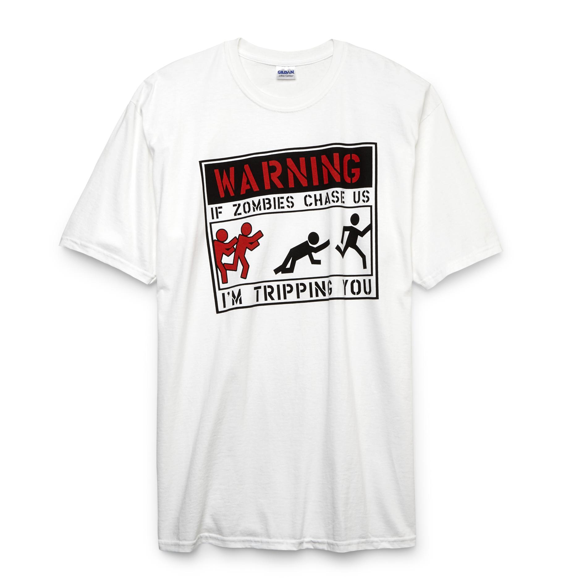 Men's Big & Tall Graphic T- Shirt - If Zombies Chase Us