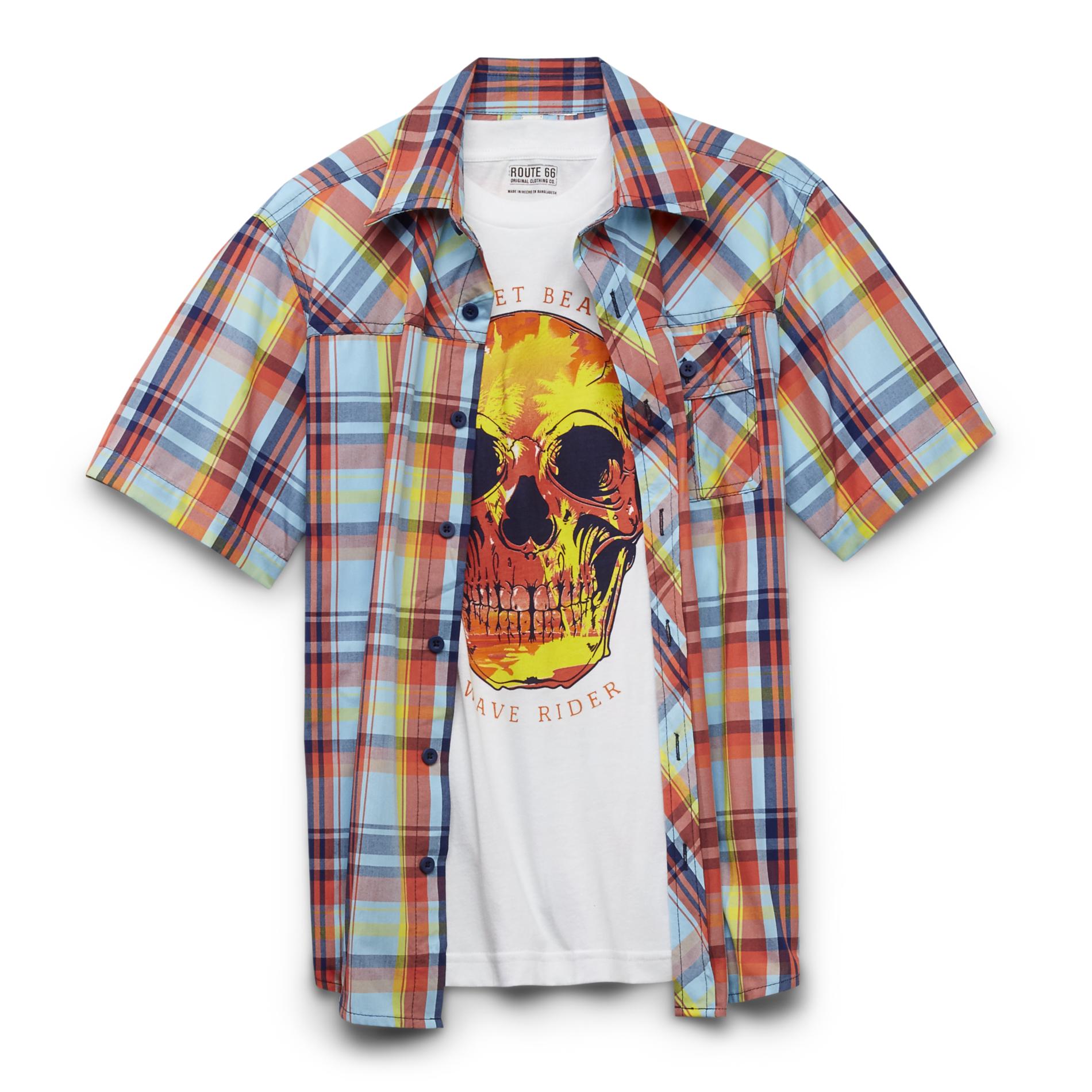 Route 66 Boy's Woven Shirt & T-Shirt - Sunset Beach Wave Rider