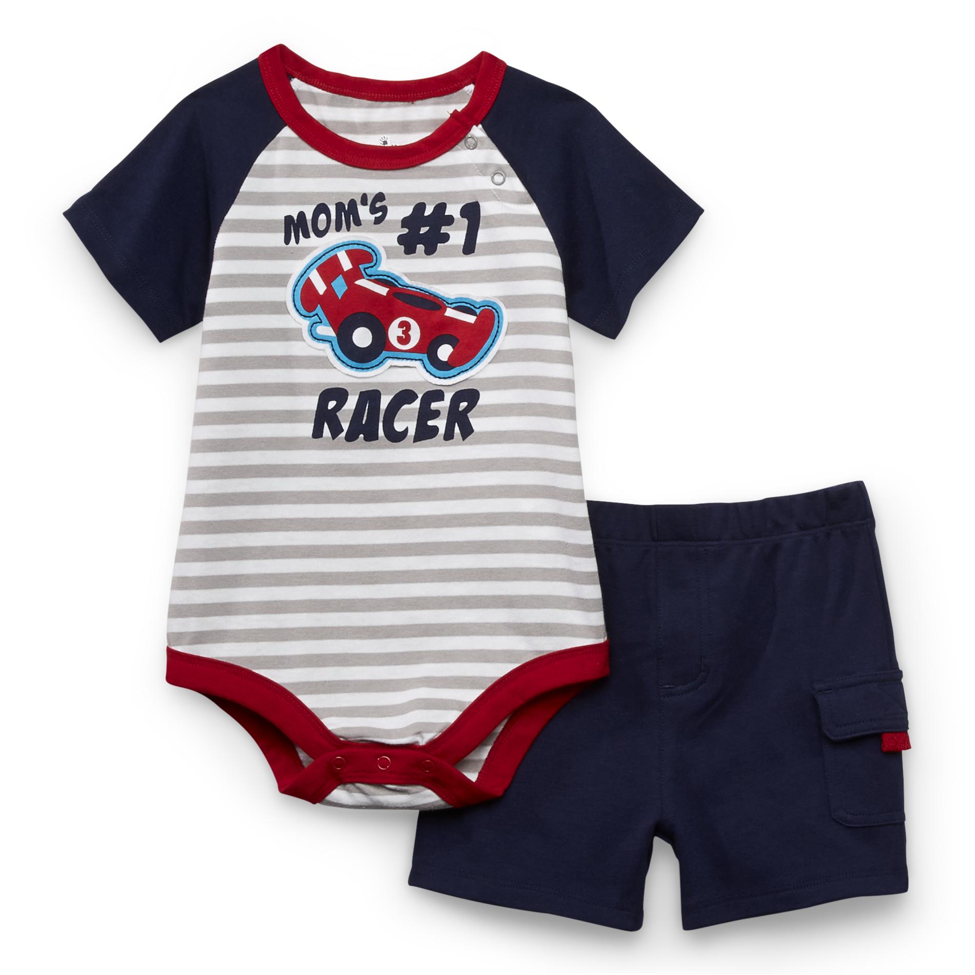 Small Wonders Newborn Boy's Bodysuit & Shorts Set - Mom's #1 Racer