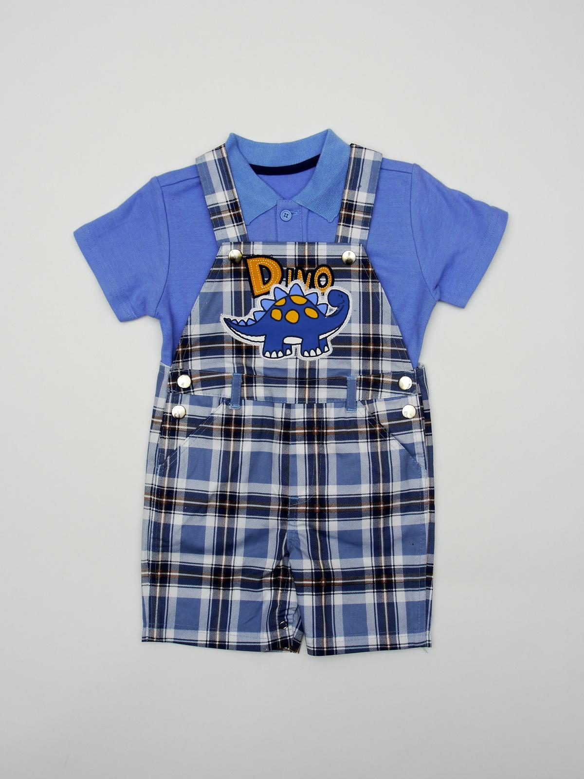 Little Rebels Infant Boy's Polo Shirt & Overalls - Dinosaur