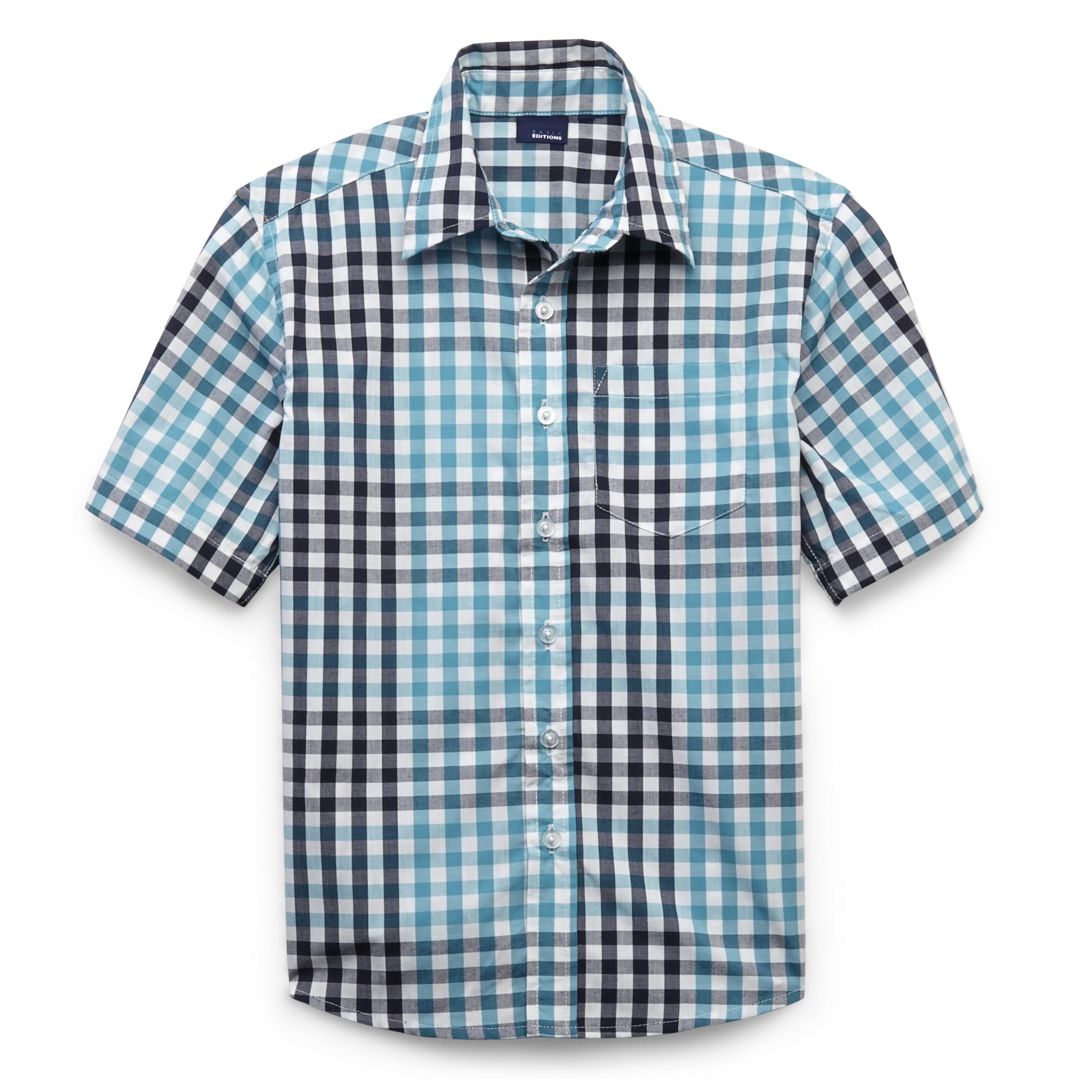 Basic Editions Boy's Short-Sleeve Dress Shirt - Checkered